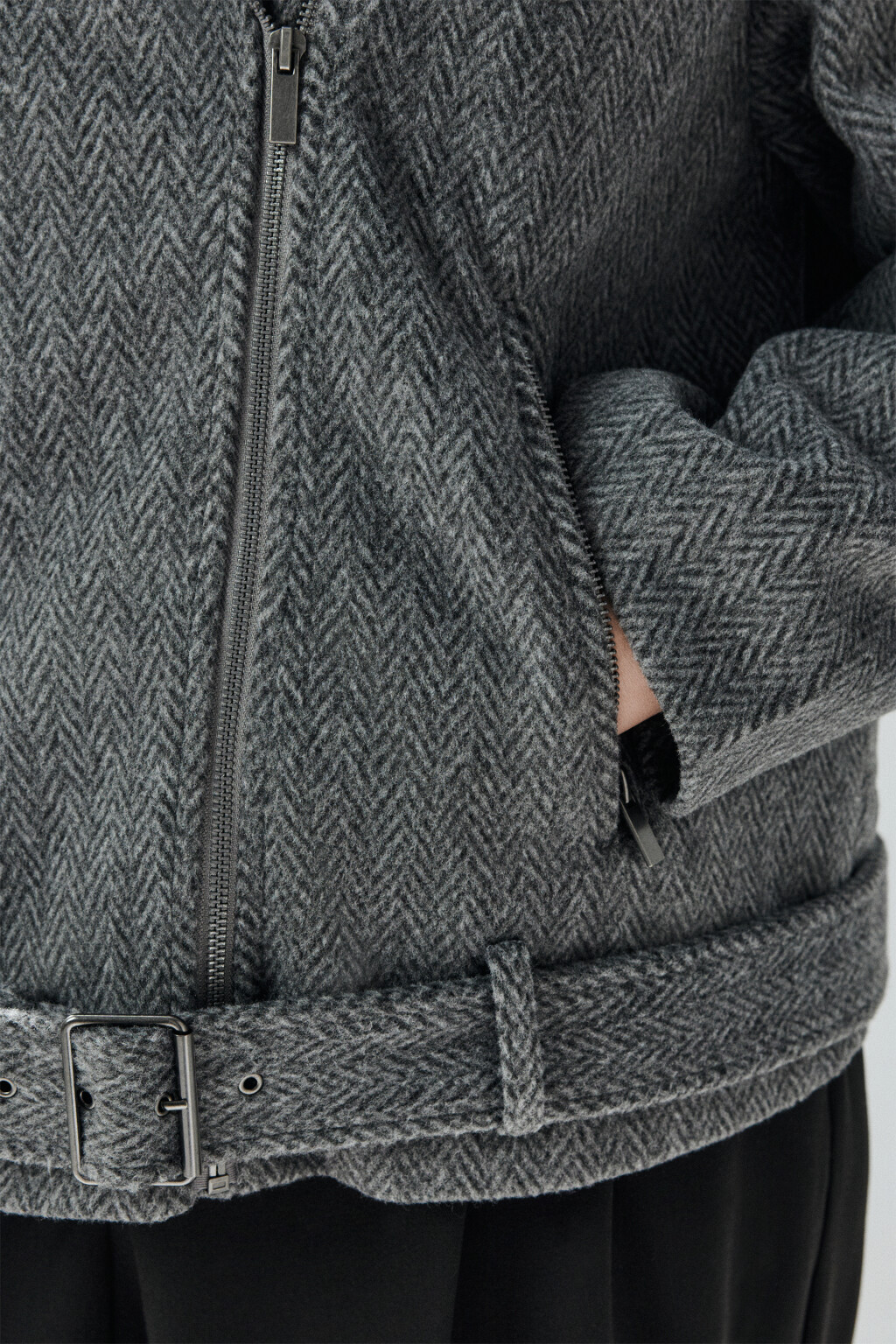 Куртка-косуха из драповой ткани - цвет серый - 6