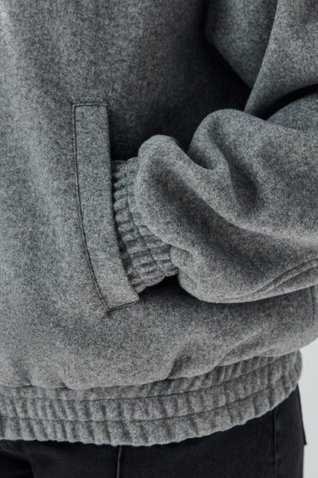 Куртка-бомбер из драповой ткани - цвет серый - 6