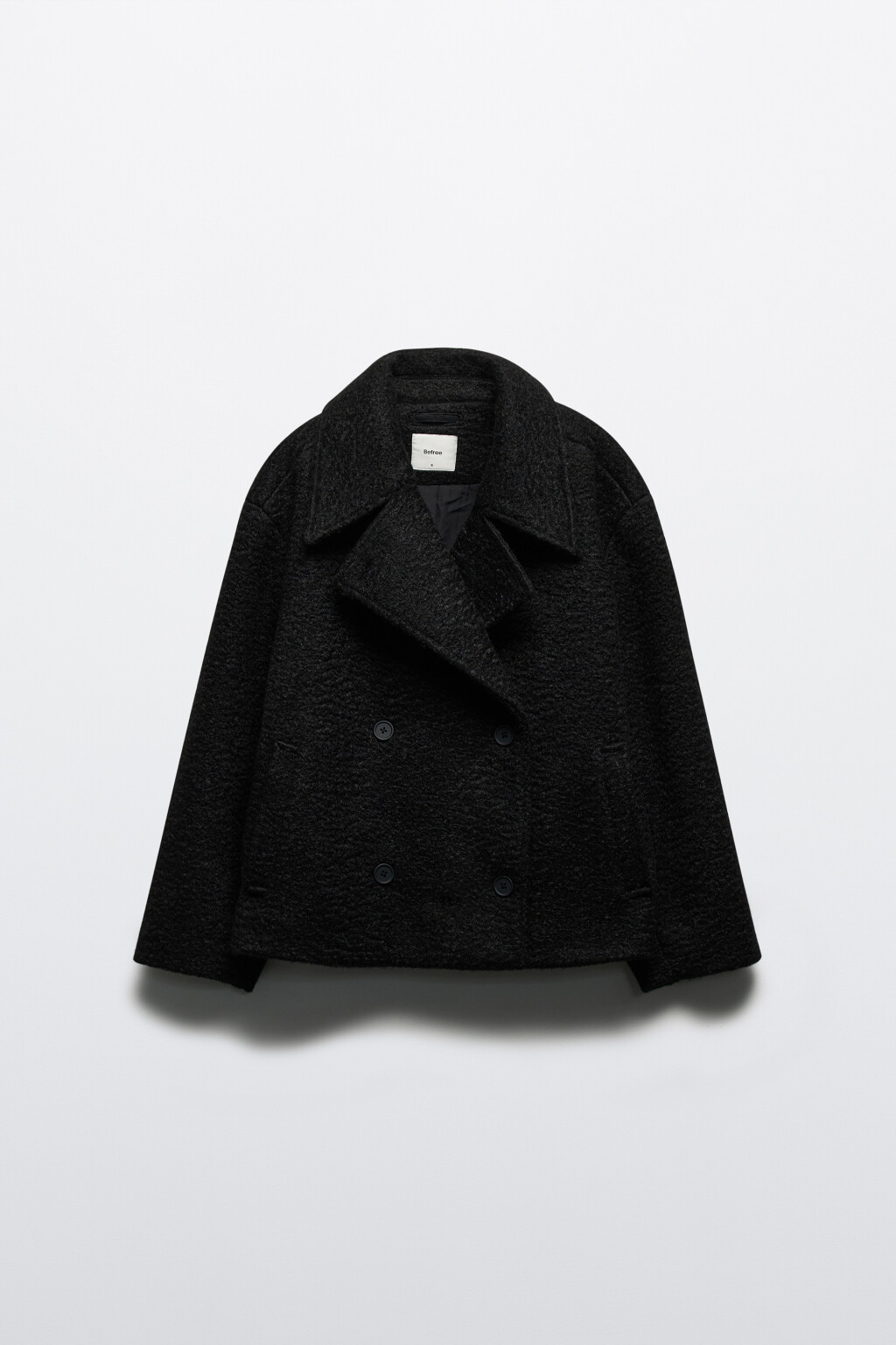 Полупальто драповое двубортное - цвет черный - 12