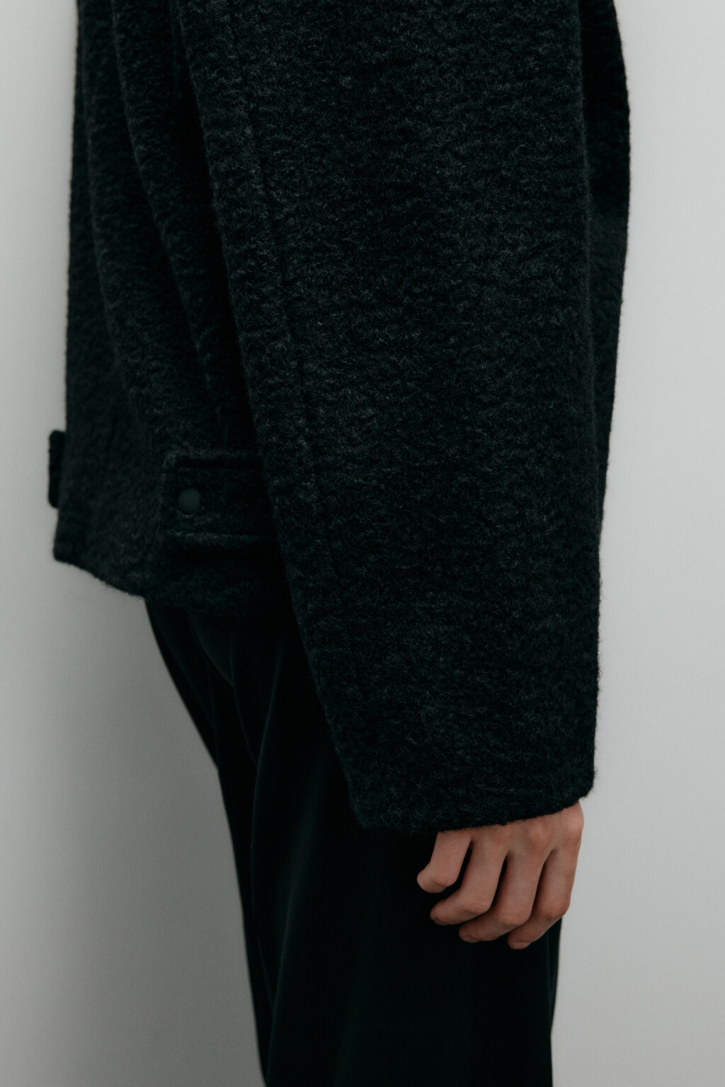 Полупальто драповое двубортное - цвет черный - 10