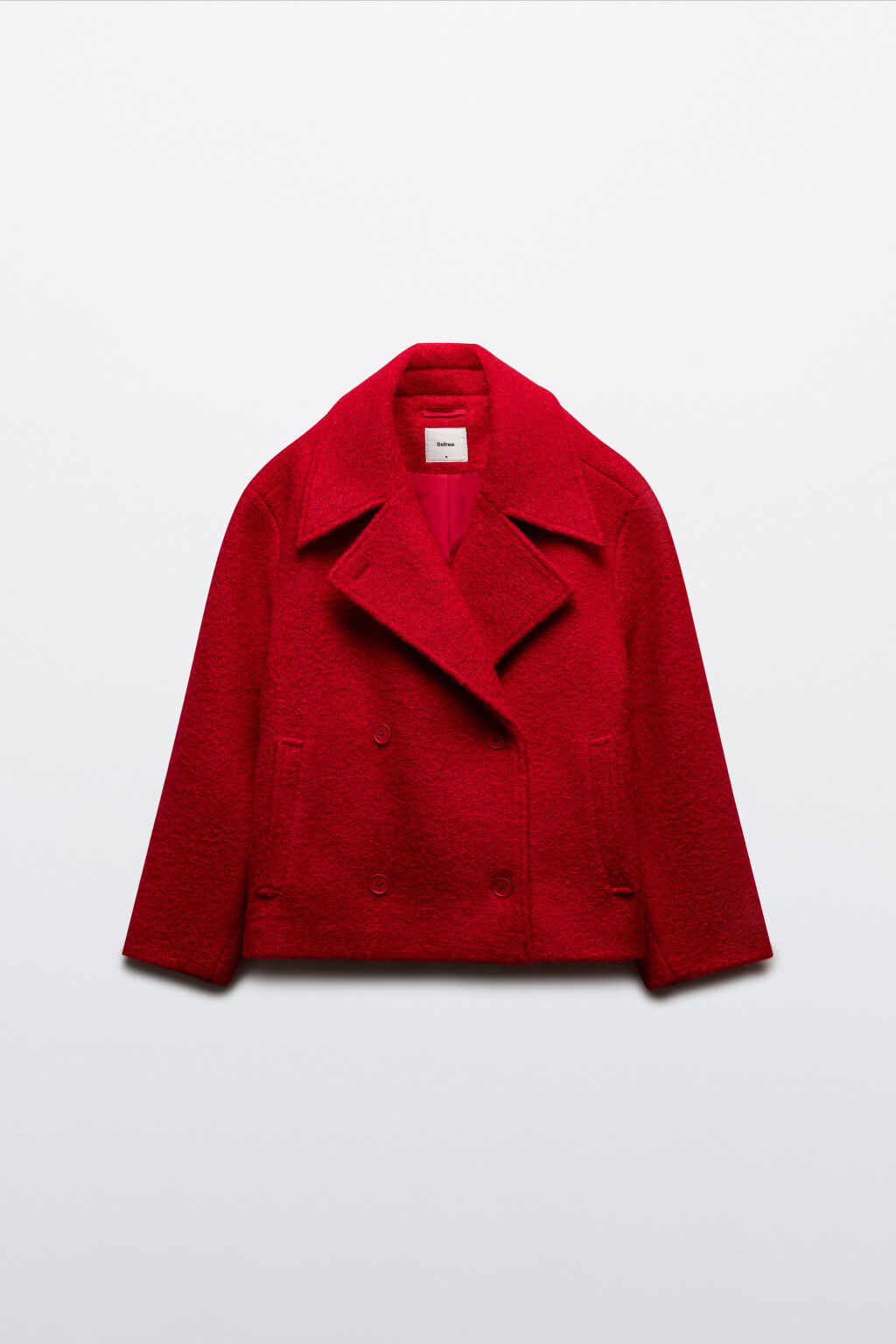 Полупальто драповое двубортное - цвет красный - 11