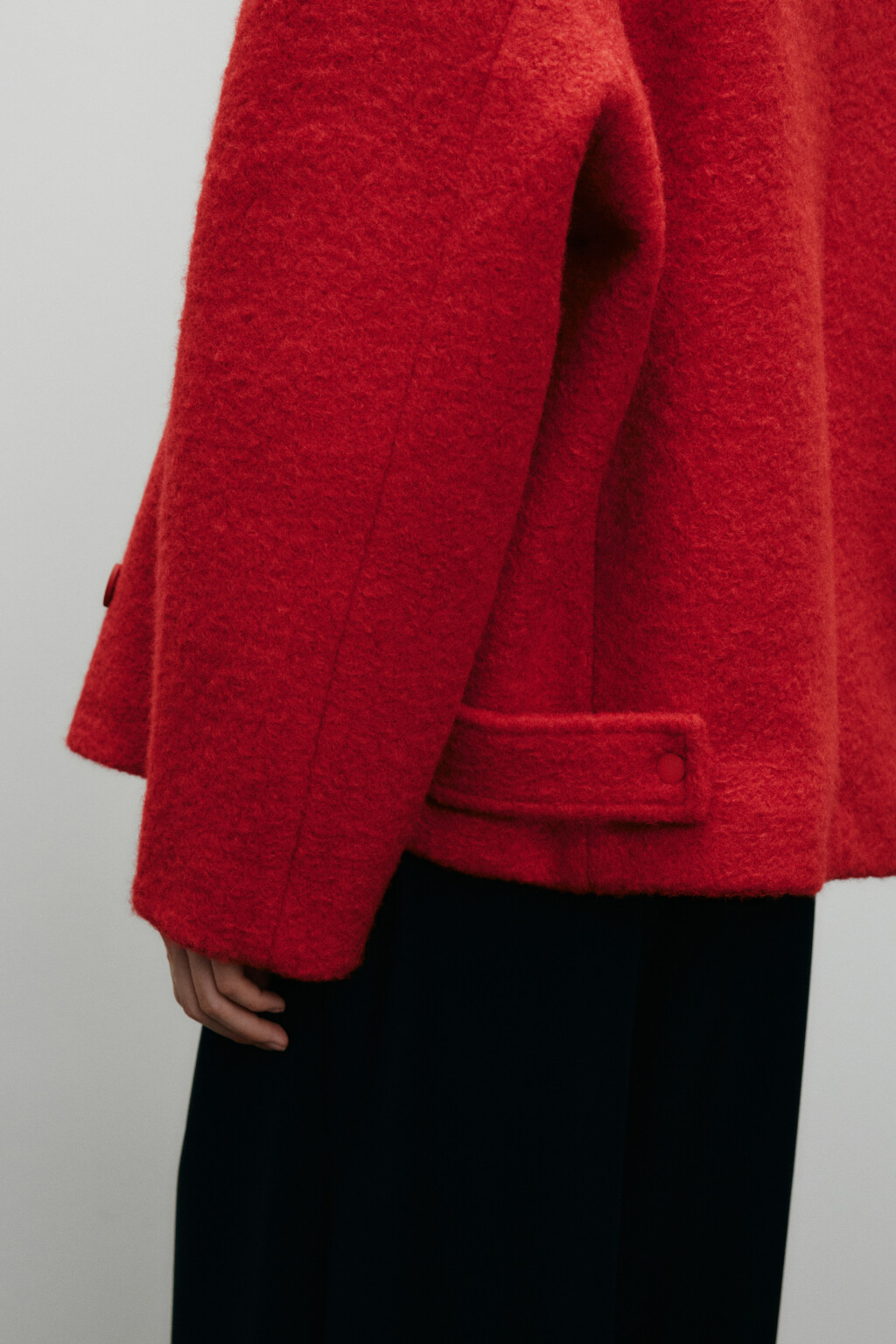 Полупальто драповое двубортное - цвет красный - 9