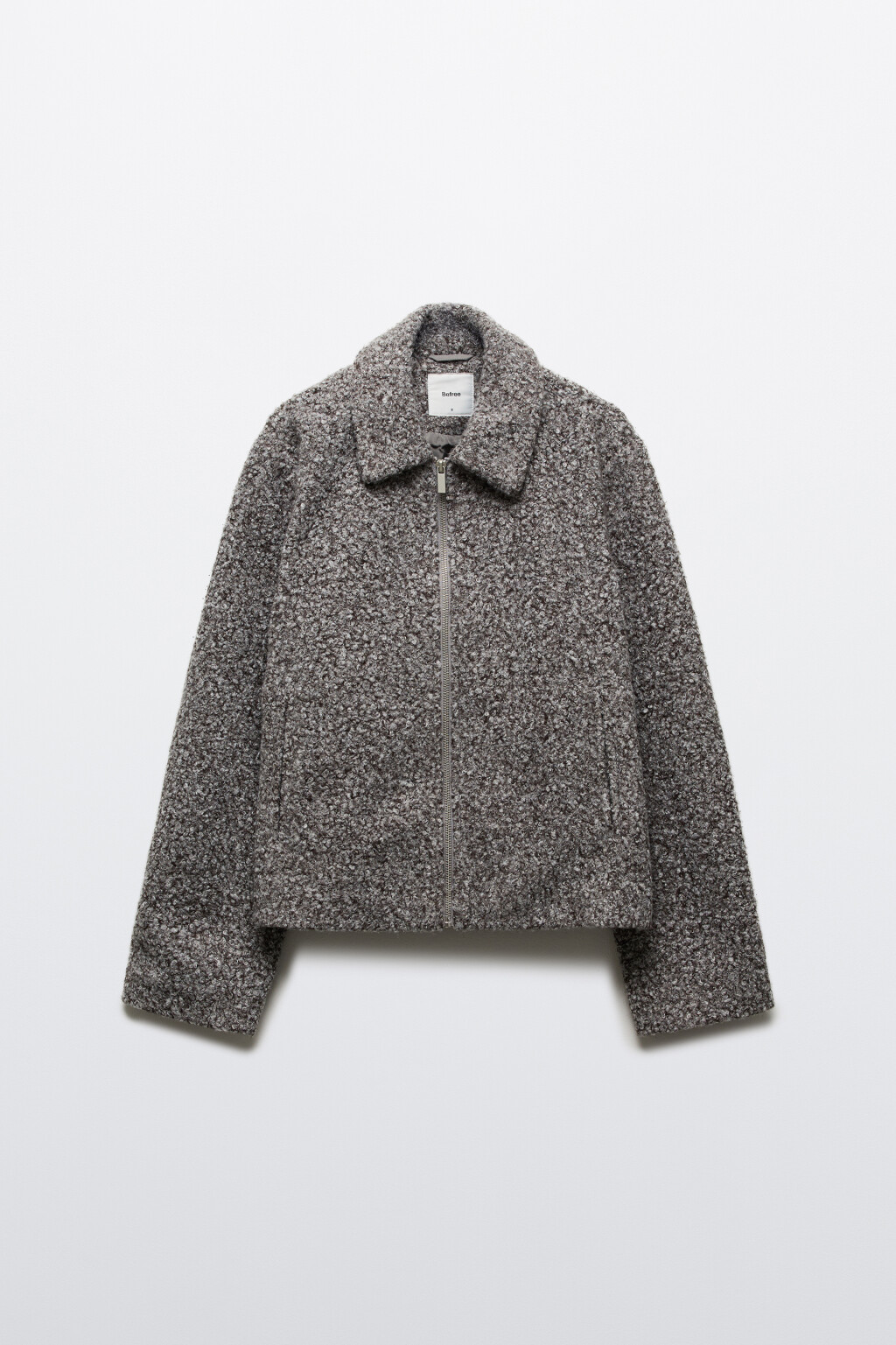 Куртка драповая на молнии - цвет серый - 8