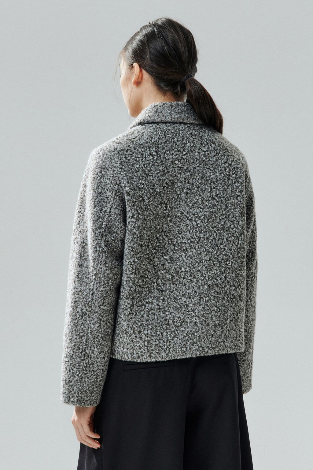 Куртка драповая на молнии - цвет серый - 3