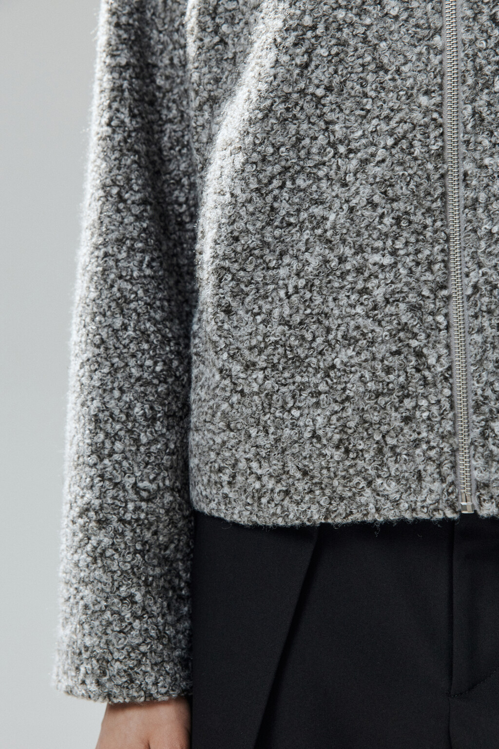 Куртка драповая на молнии - цвет серый - 6