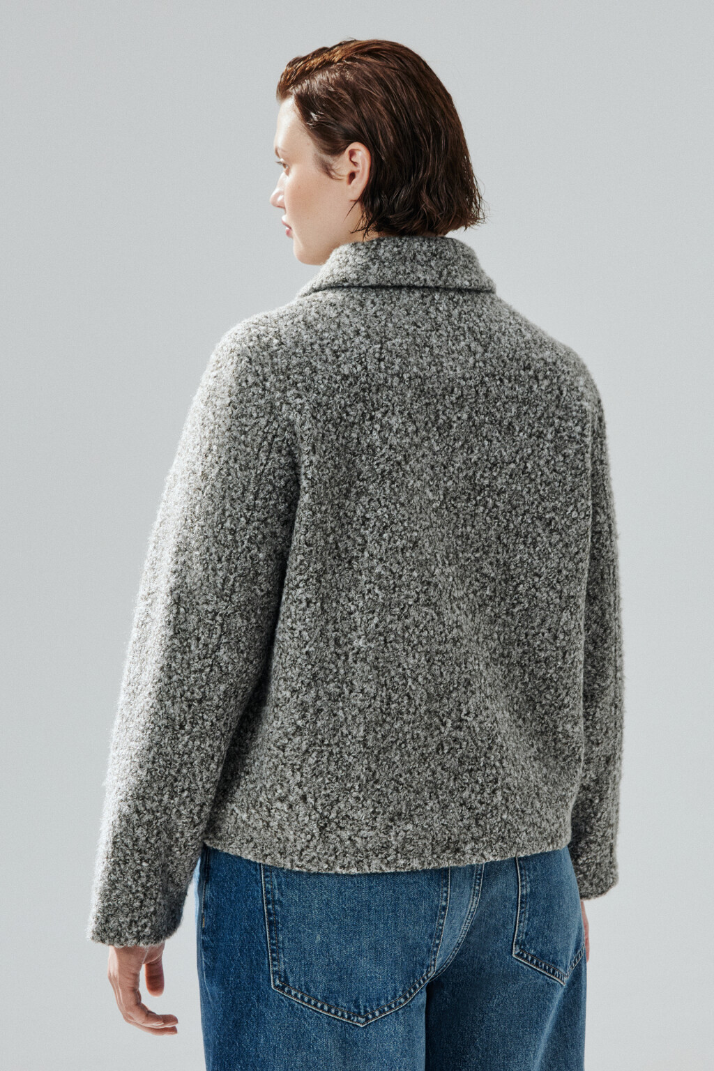 Куртка драповая на молнии - цвет серый - 4