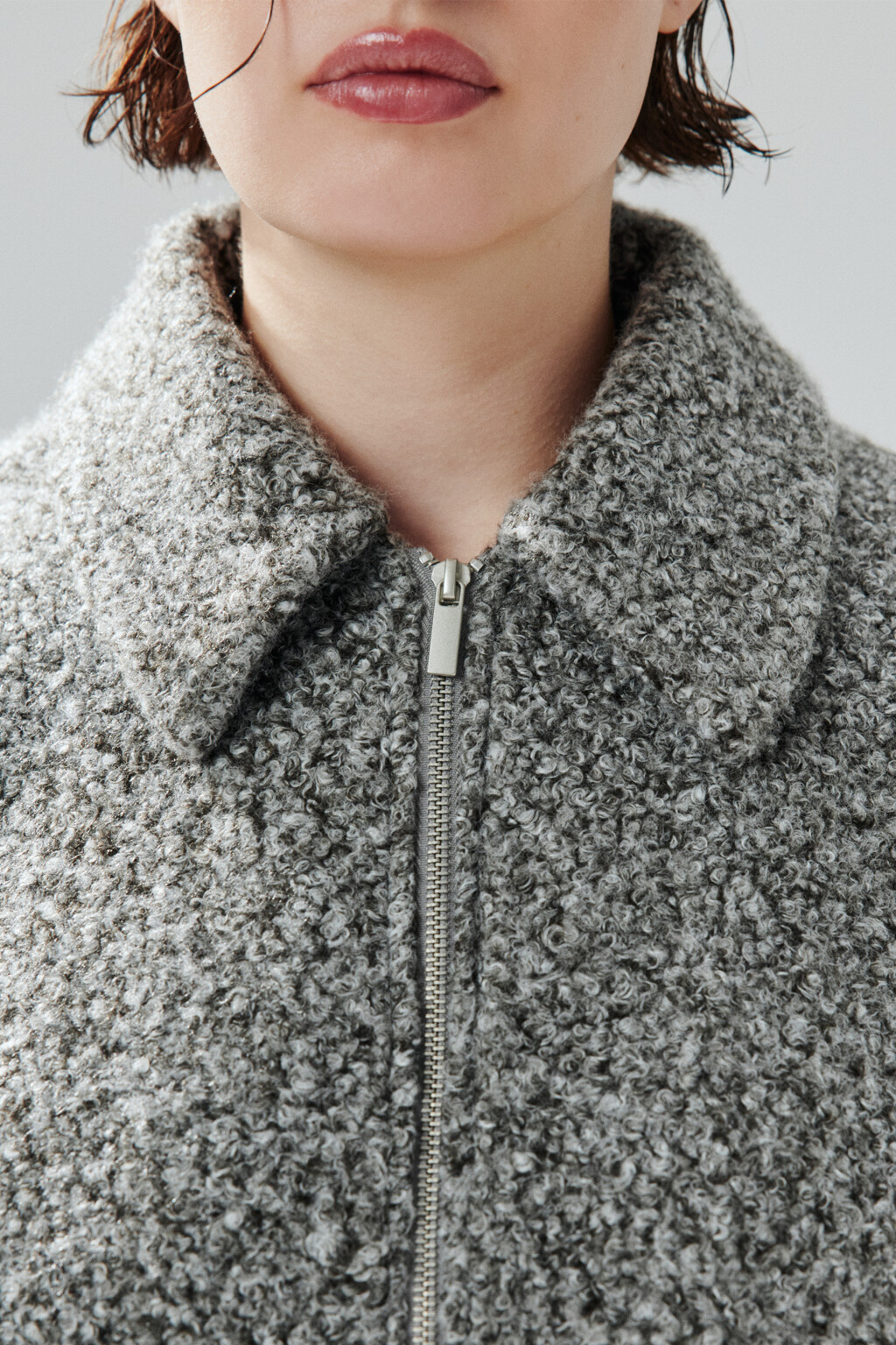 Куртка драповая на молнии - цвет серый - 6