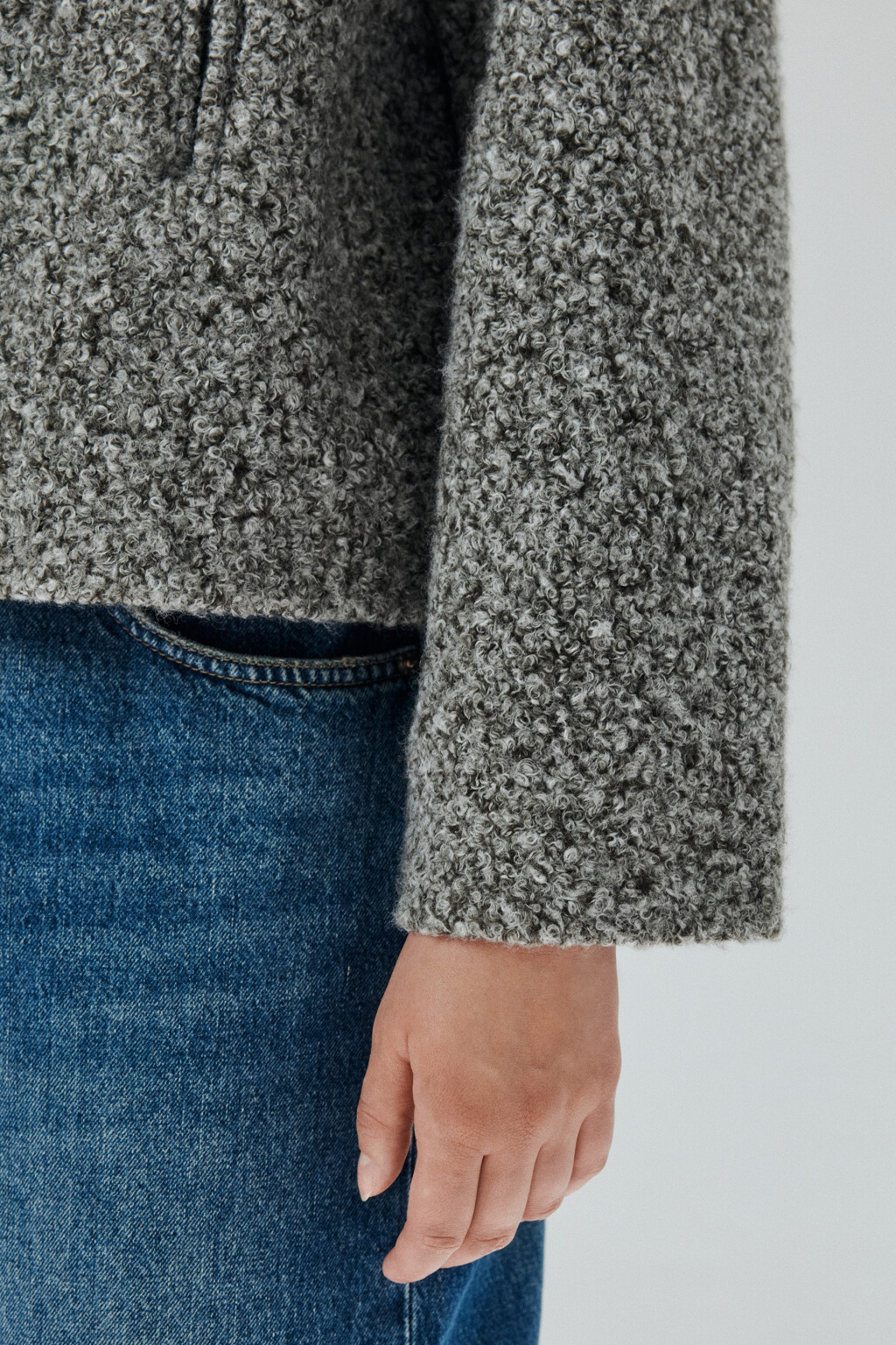 Куртка драповая на молнии - цвет серый - 7