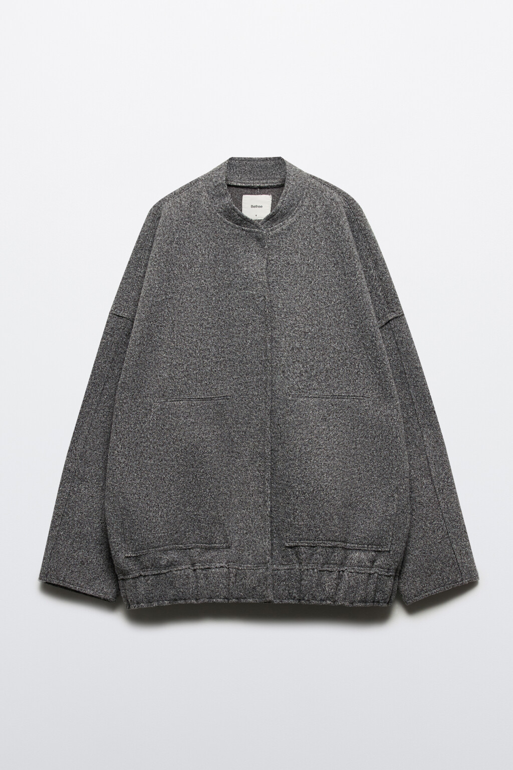 Куртка-бомбер из драповой ткани - цвет серый - 8