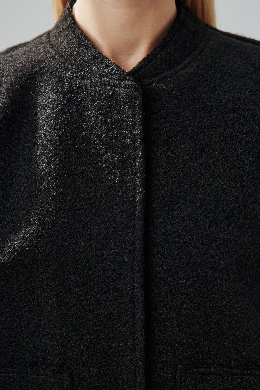 Куртка-бомбер из драповой ткани - цвет черный - 7