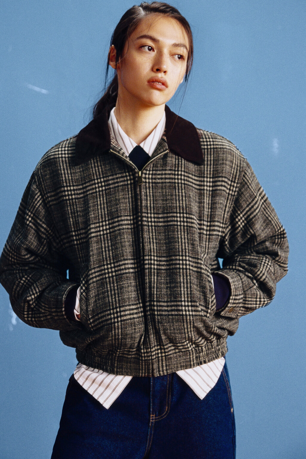 Куртка-бомбер драповая в клетку - цвет мультиколор - 9