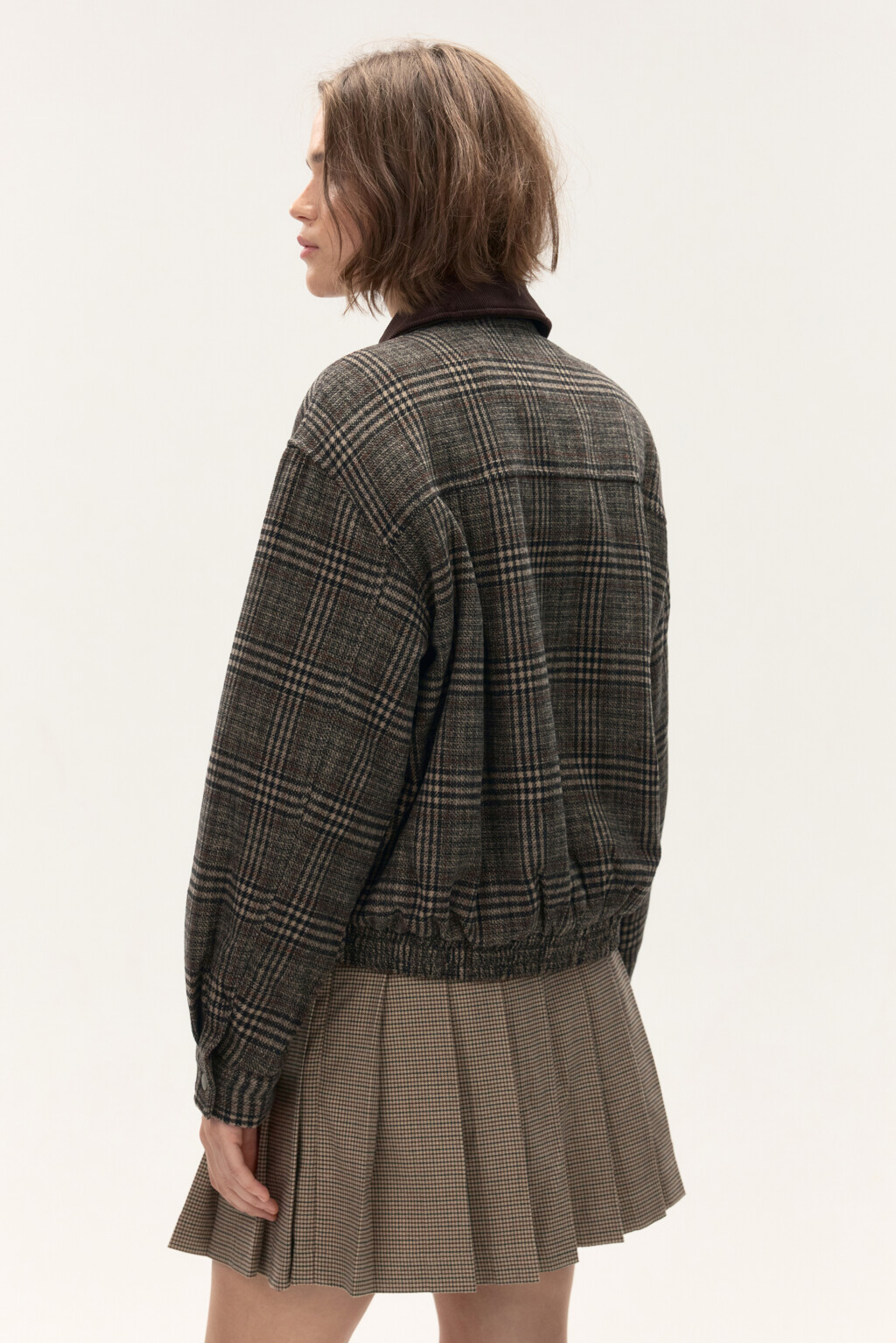 Куртка-бомбер драповая в клетку - цвет мультиколор - 4