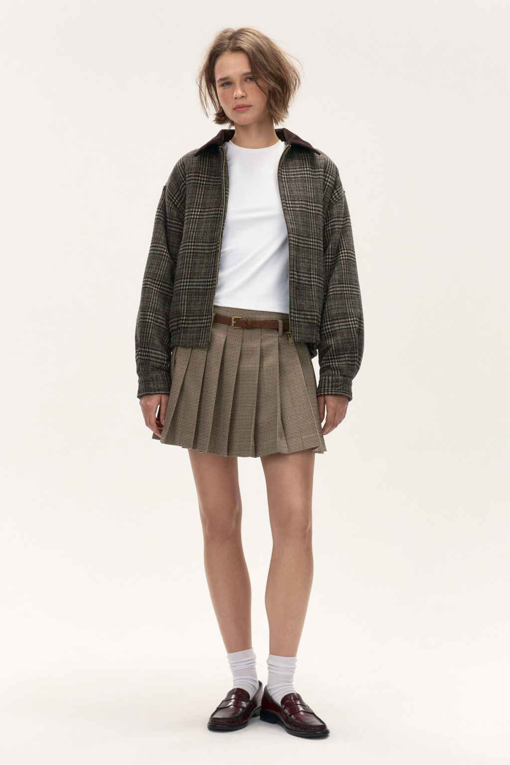 Куртка-бомбер драповая в клетку - цвет мультиколор - 5