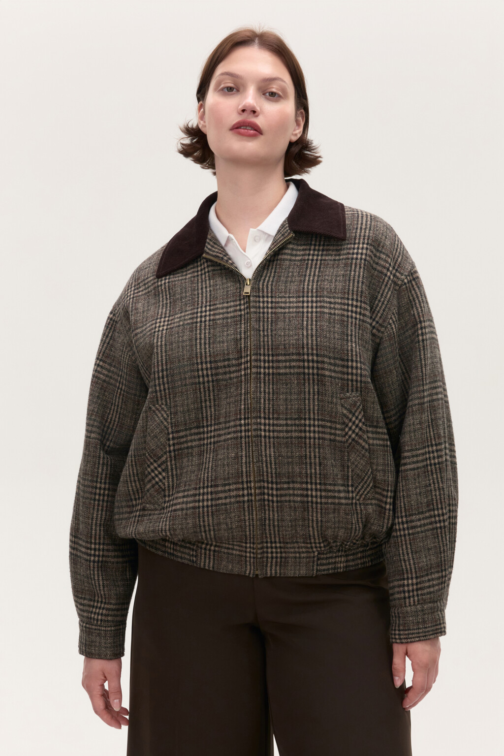 Куртка-бомбер драповая в клетку - цвет мультиколор - 2