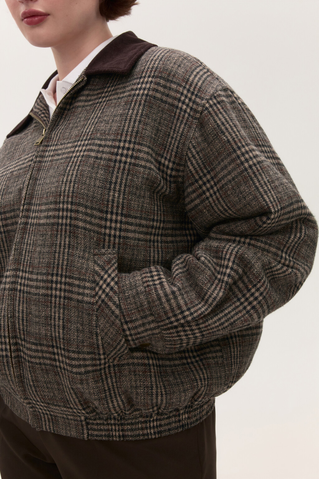 Куртка-бомбер драповая в клетку - цвет мультиколор - 5