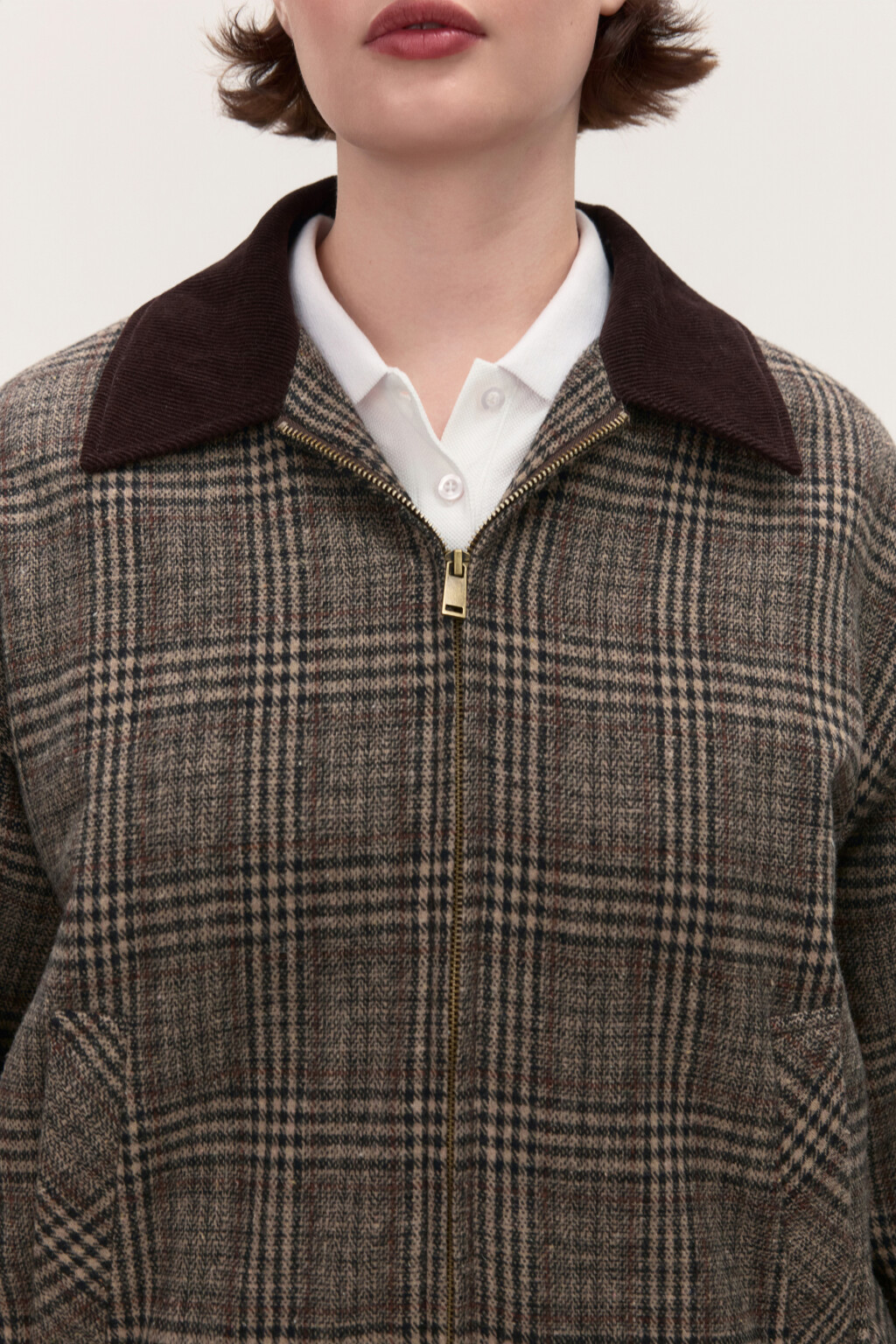 Куртка-бомбер драповая в клетку - цвет мультиколор - 6