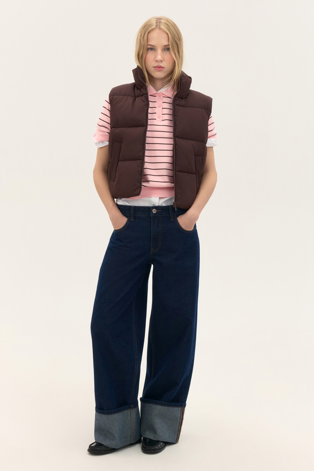Жилет стеганый утепленный - цвет коричневый - 4