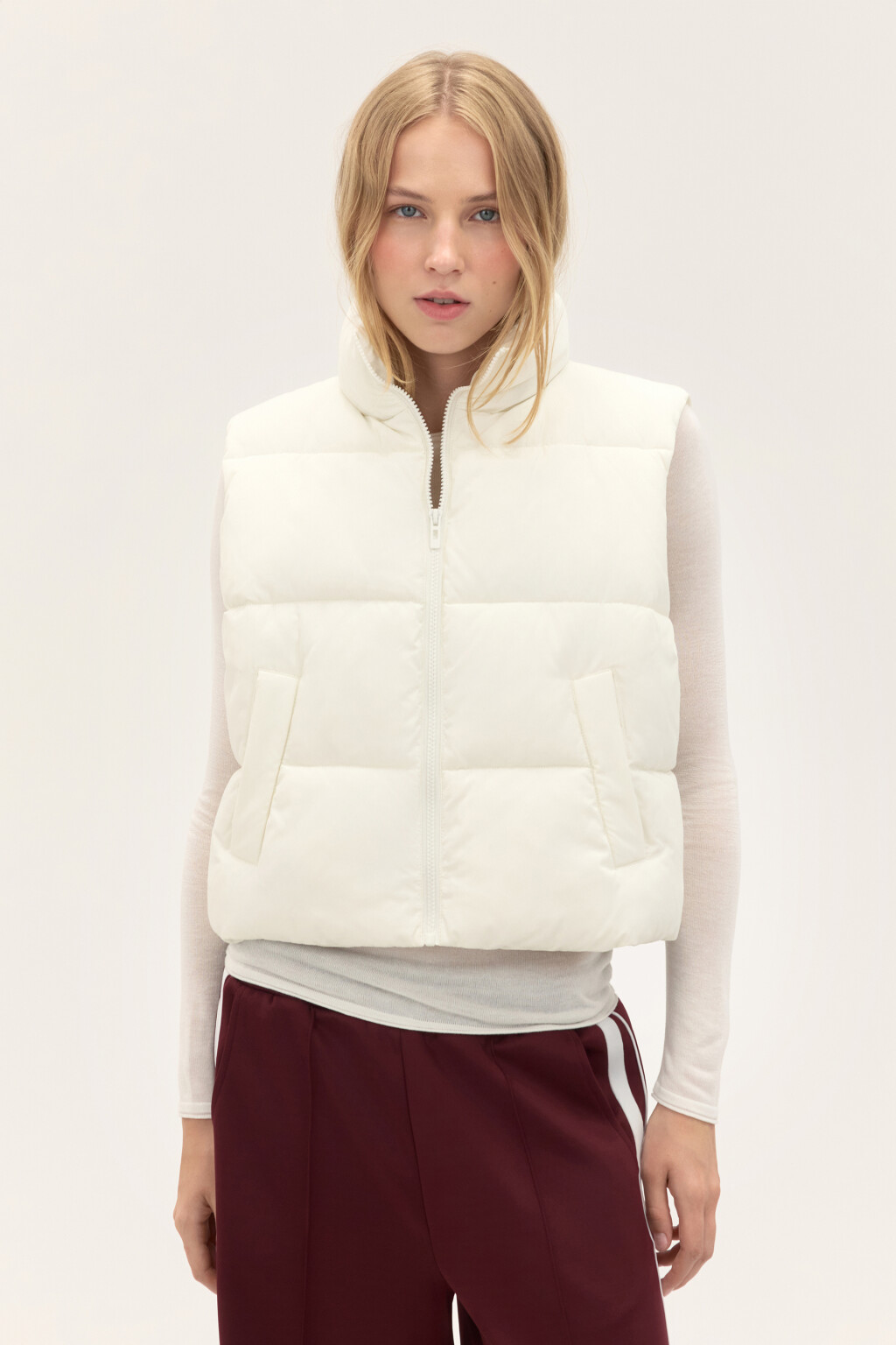 Жилет стеганый утепленный - цвет молочный - 2
