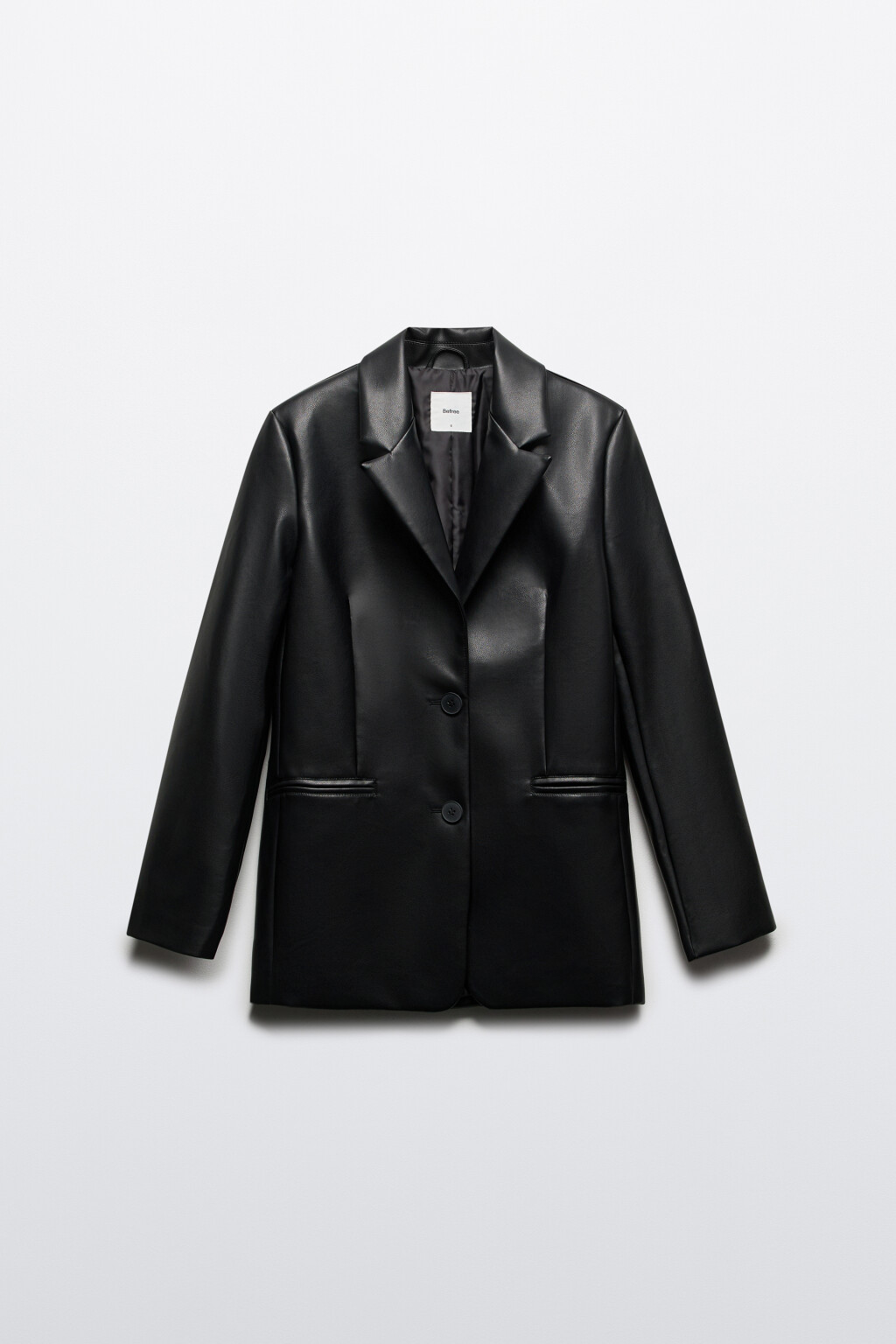Жакет с гладкой кожаной фактурой - цвет черный - 9
