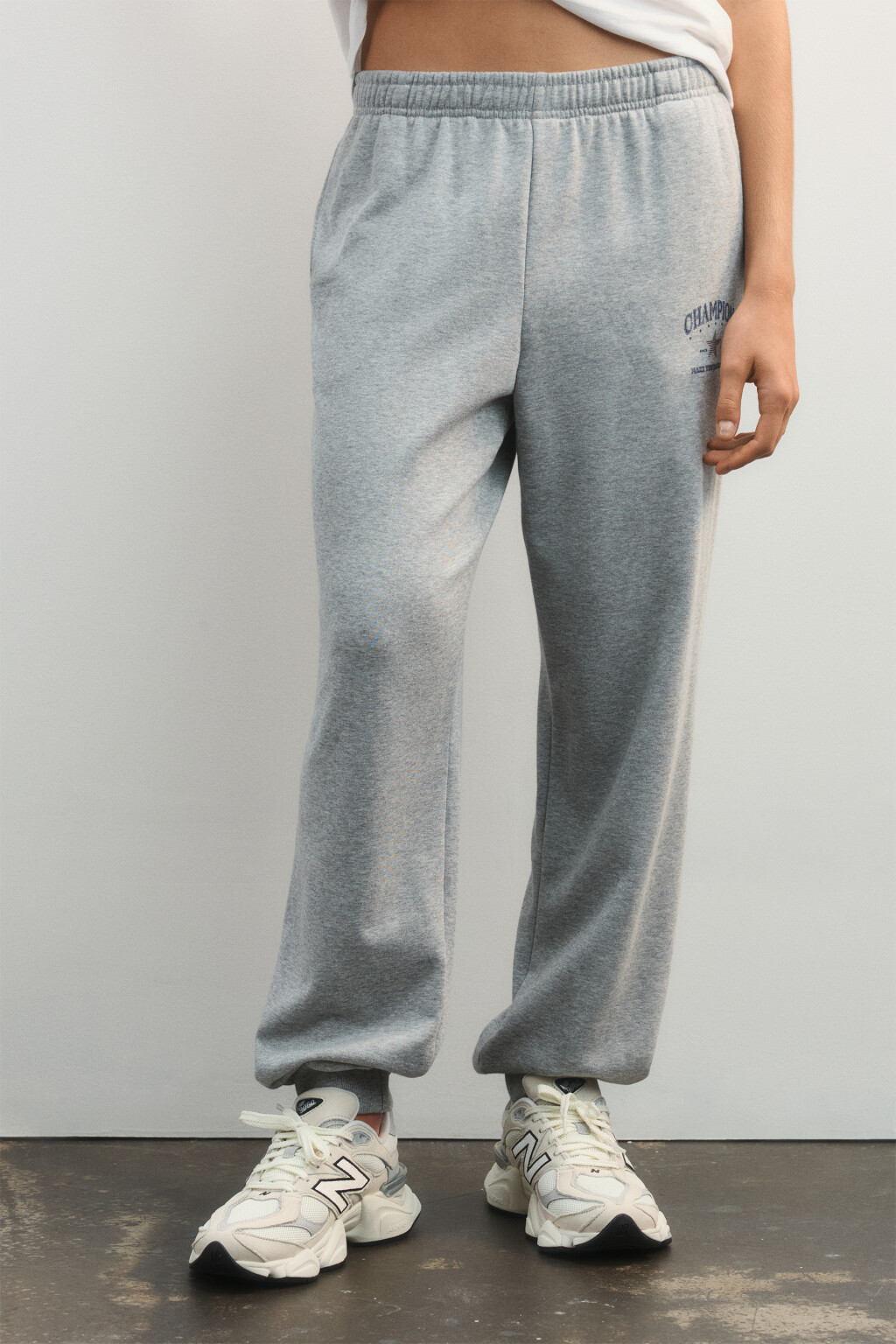 Брюки-джоггеры трикотажные с принтом - цвет серый - 3