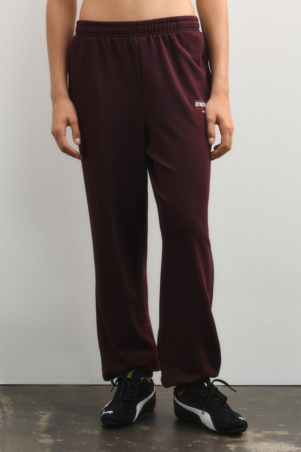 Брюки-джоггеры трикотажные с принтом - цвет бордовый - 2