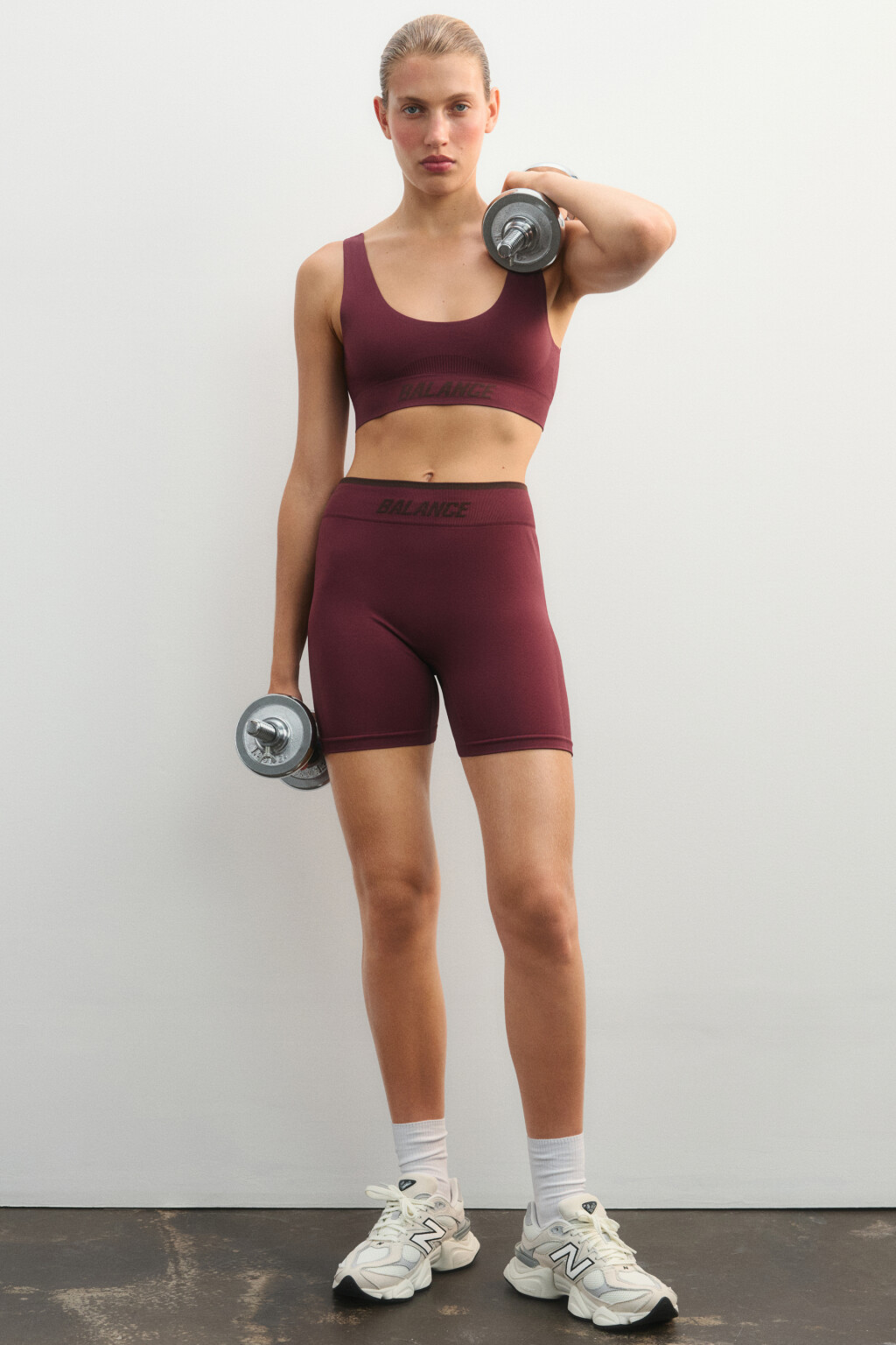 Шорты-велосипедки с надписью - цвет бордовый - 1