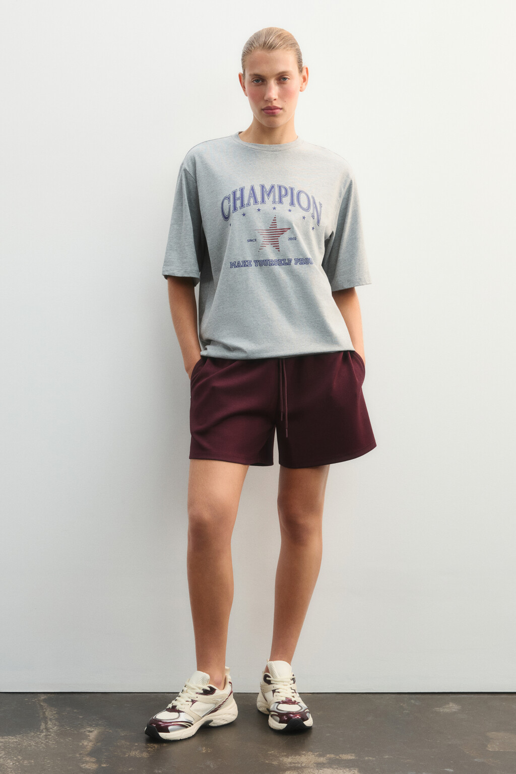 Шорты спортивные с лампасами - цвет бордовый - 5