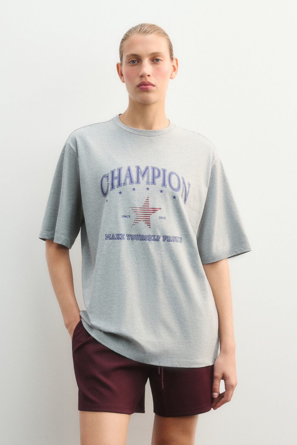 Футболка спортивная с принтом - цвет серый - 3