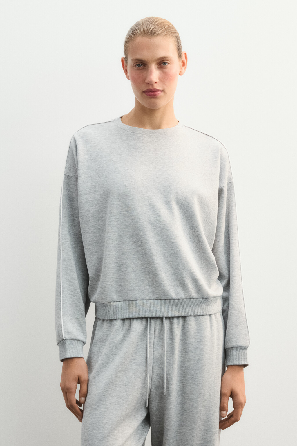 Свитшот спортивный с лампасами - цвет серый - 2