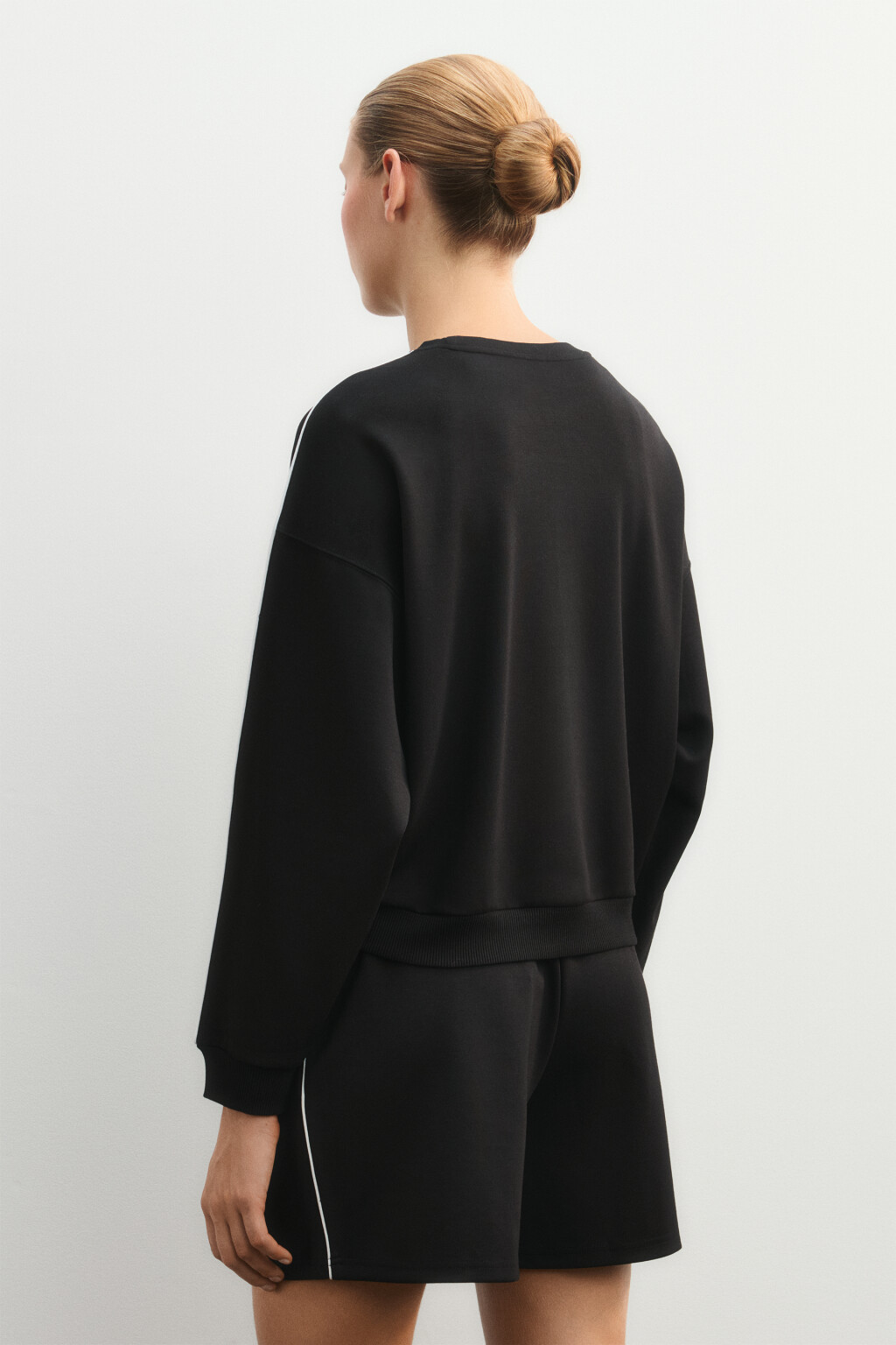 Свитшот спортивный с лампасами - цвет черный - 3