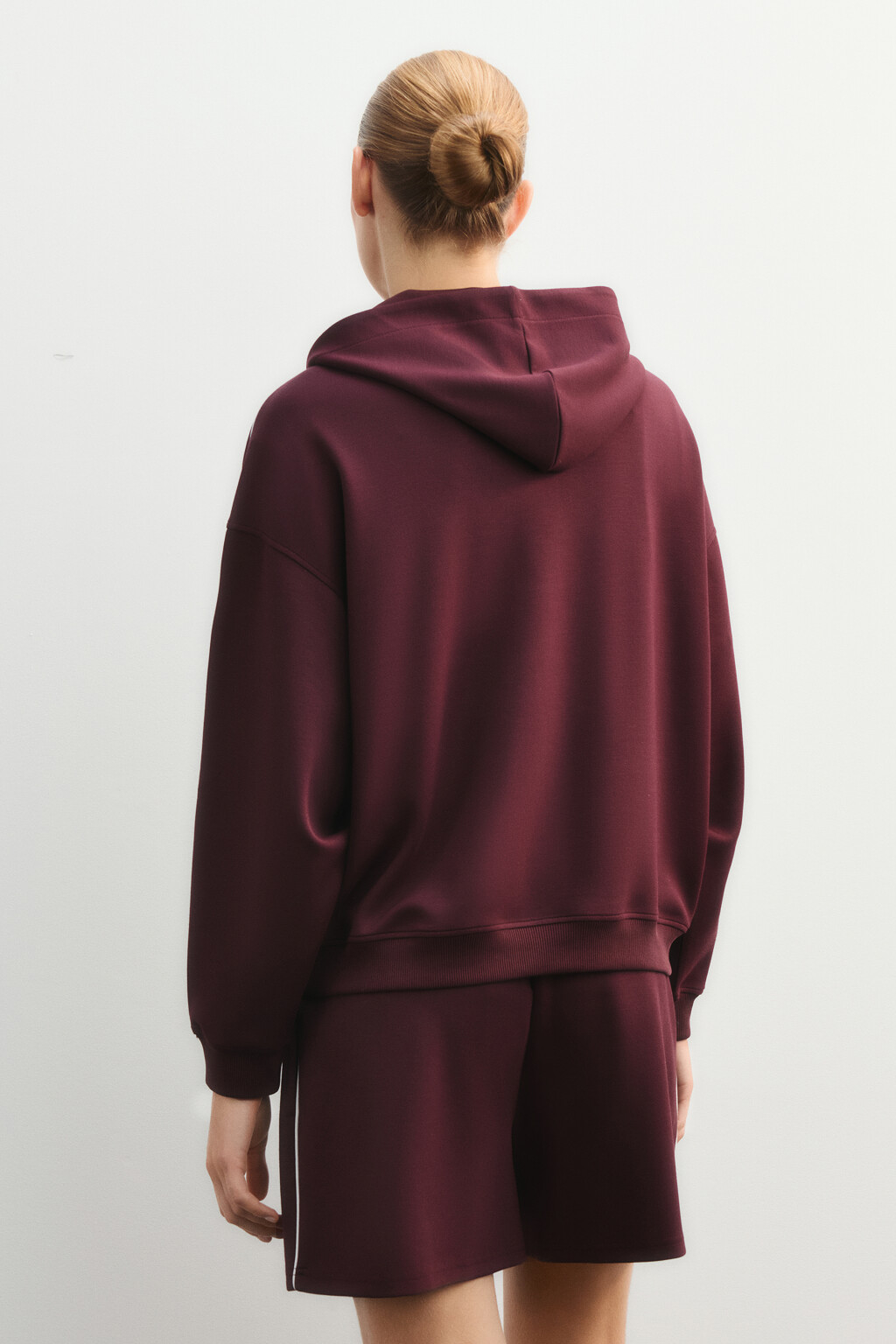 Худи на молнии спортивная с капюшоном - цвет бордовый - 5
