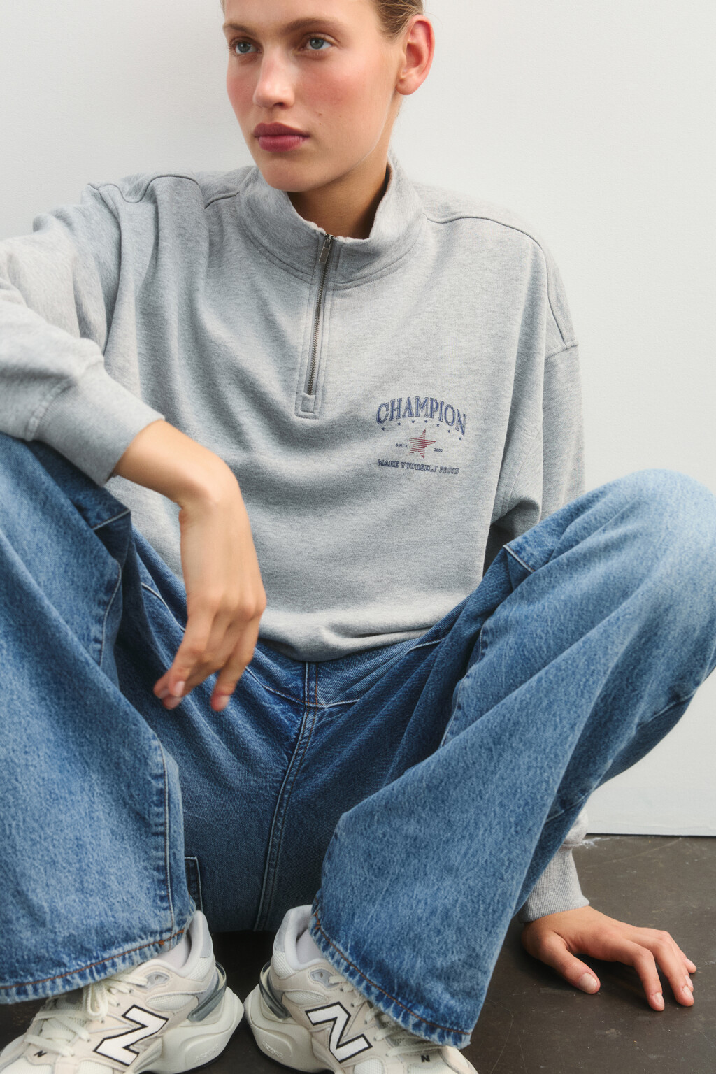 Толстовка на молнии с принтом - цвет серый - 2