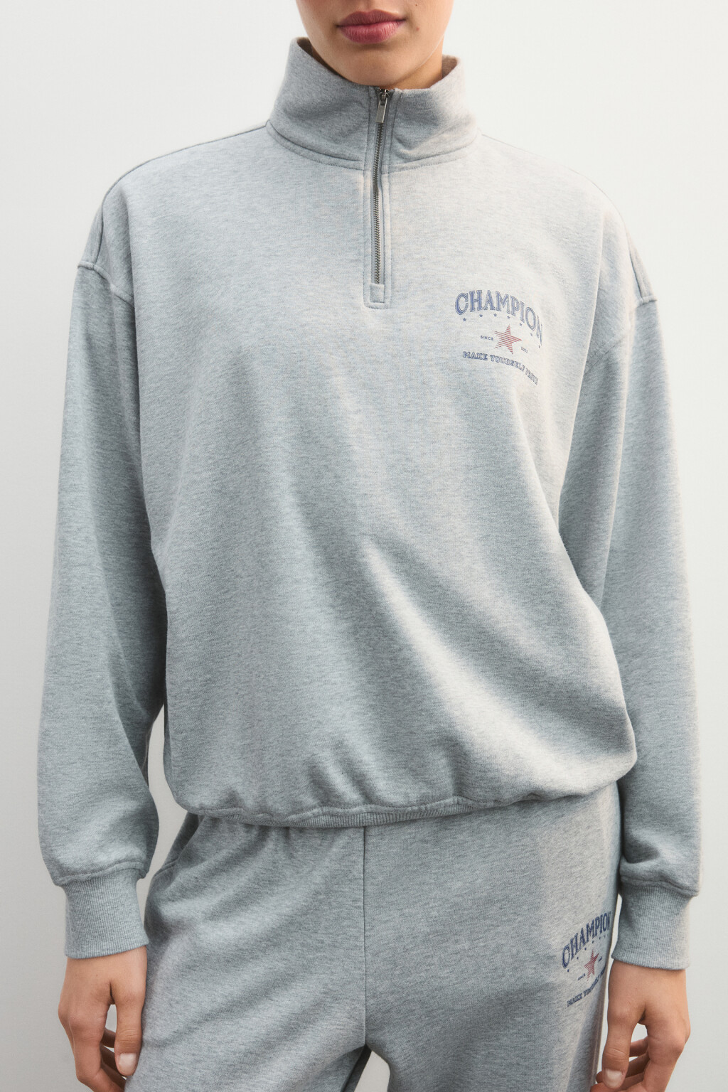 Толстовка на молнии с принтом - цвет серый - 7