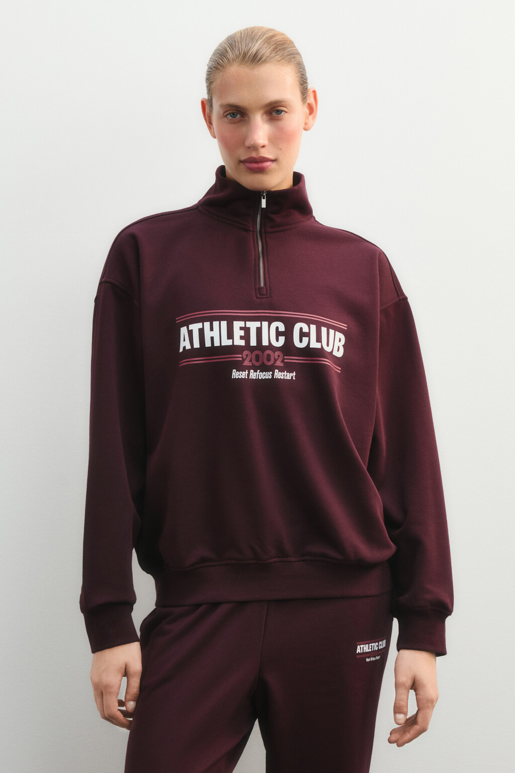 Толстовка на молнии с принтом - цвет бордовый - 3
