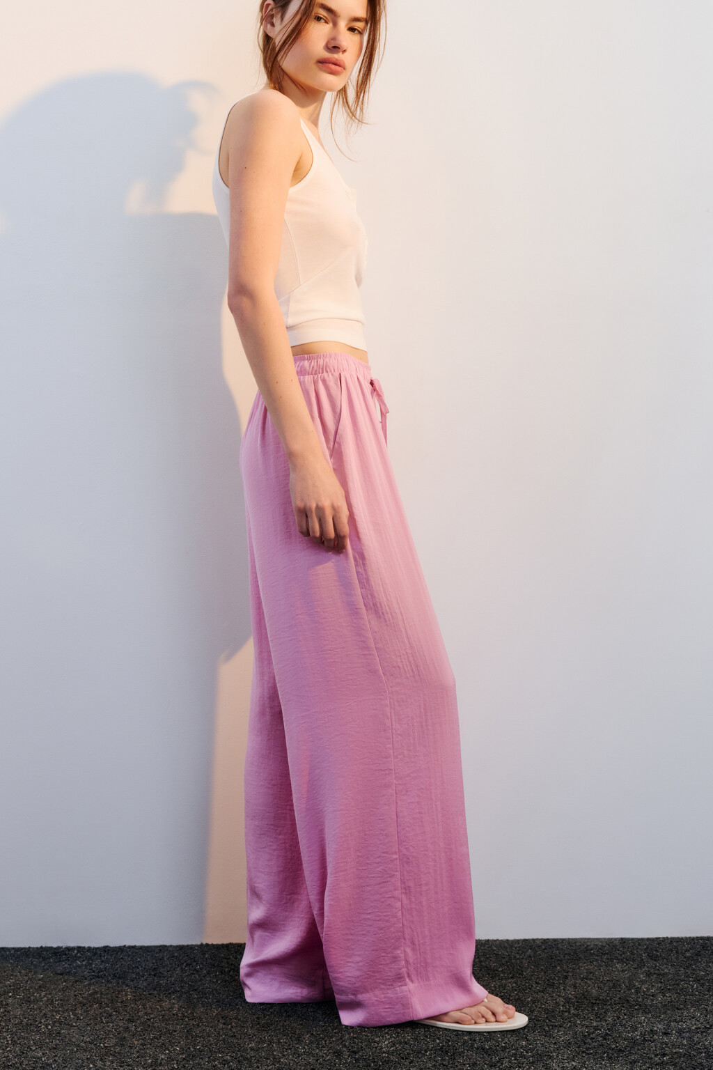 Брюки домашние атласные - цвет розовый - 1