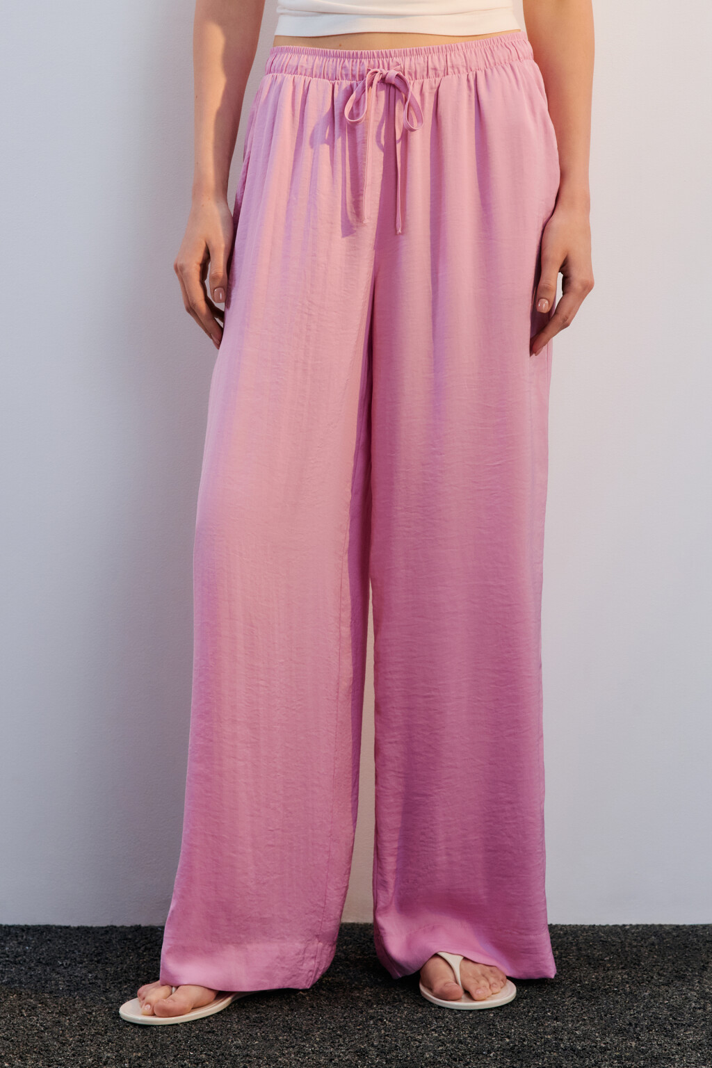 Брюки домашние атласные - цвет розовый - 2