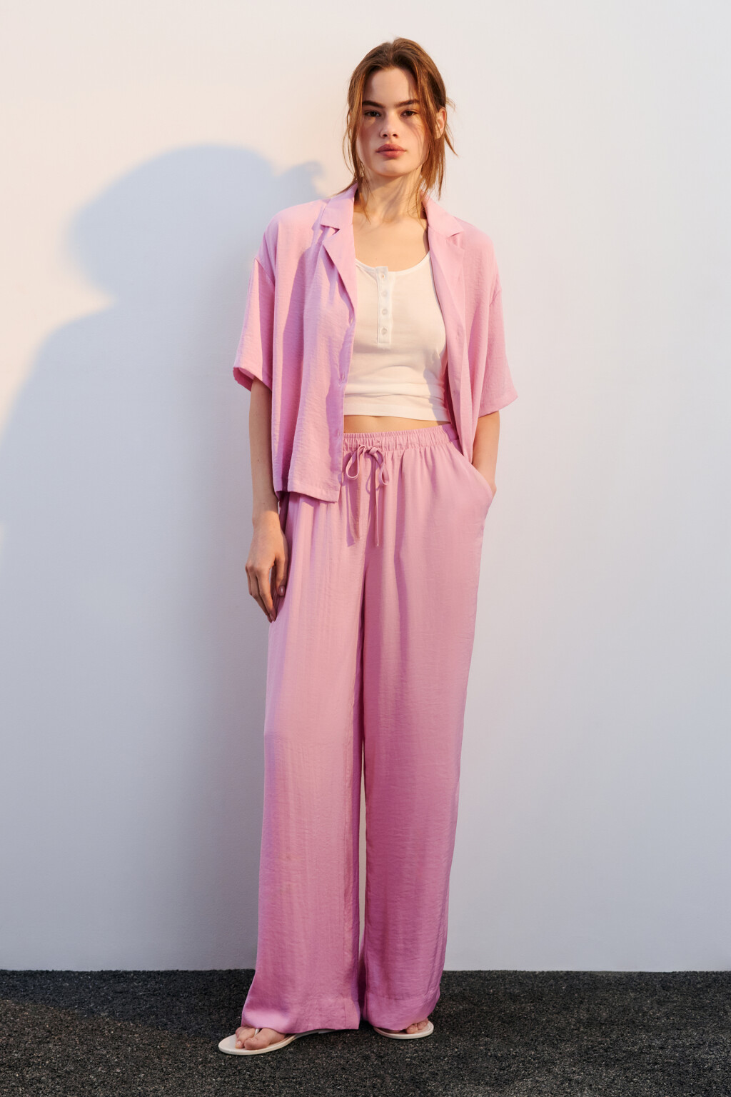 Брюки домашние атласные - цвет розовый - 4