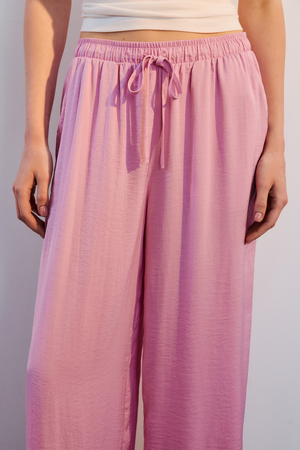 Брюки домашние атласные - цвет розовый - 5
