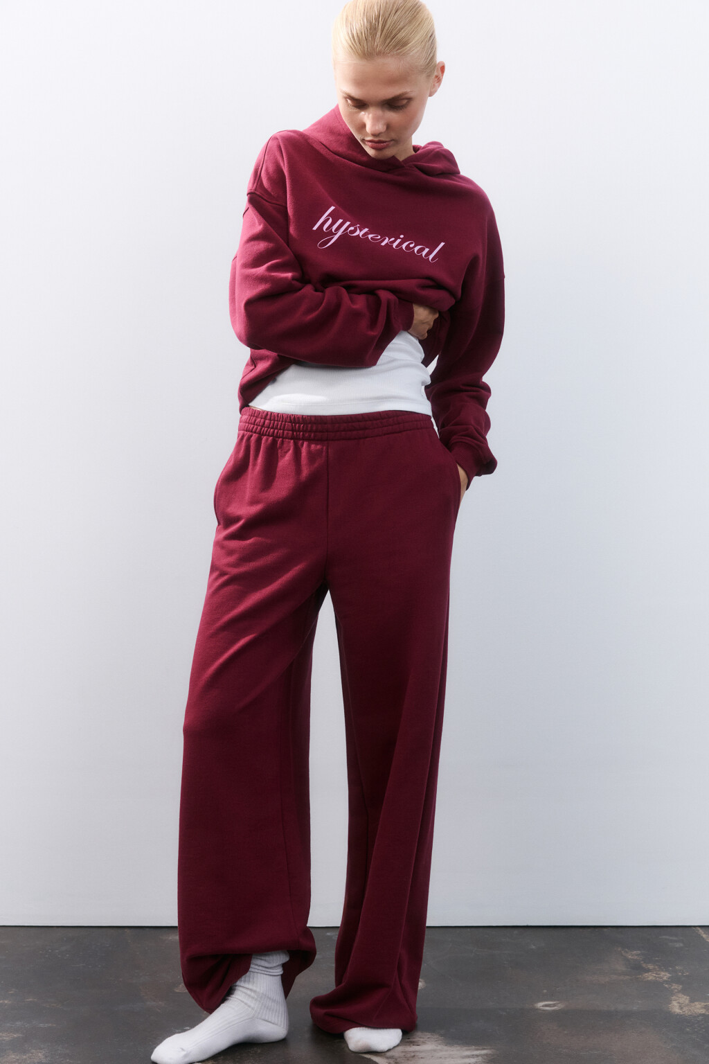 Брюки домашние из футера - цвет бордовый - 1