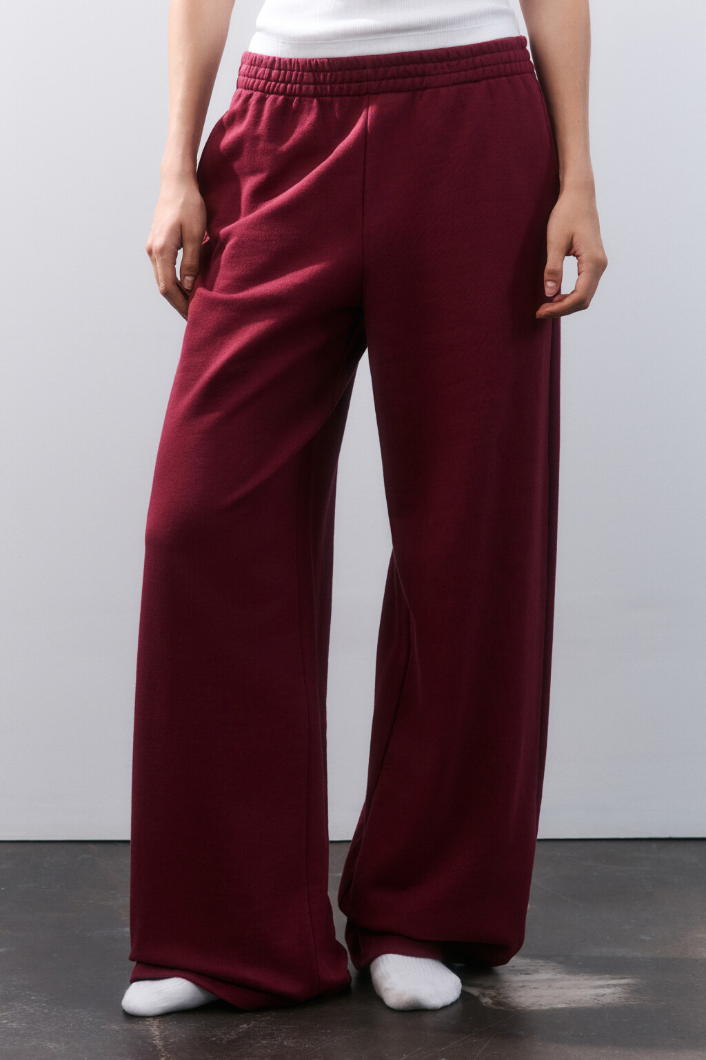 Брюки домашние из футера - цвет бордовый - 2