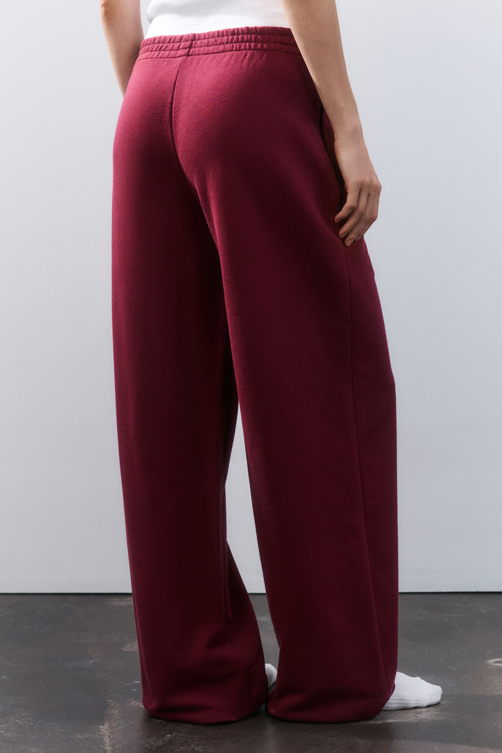 Брюки домашние из футера - цвет бордовый - 3