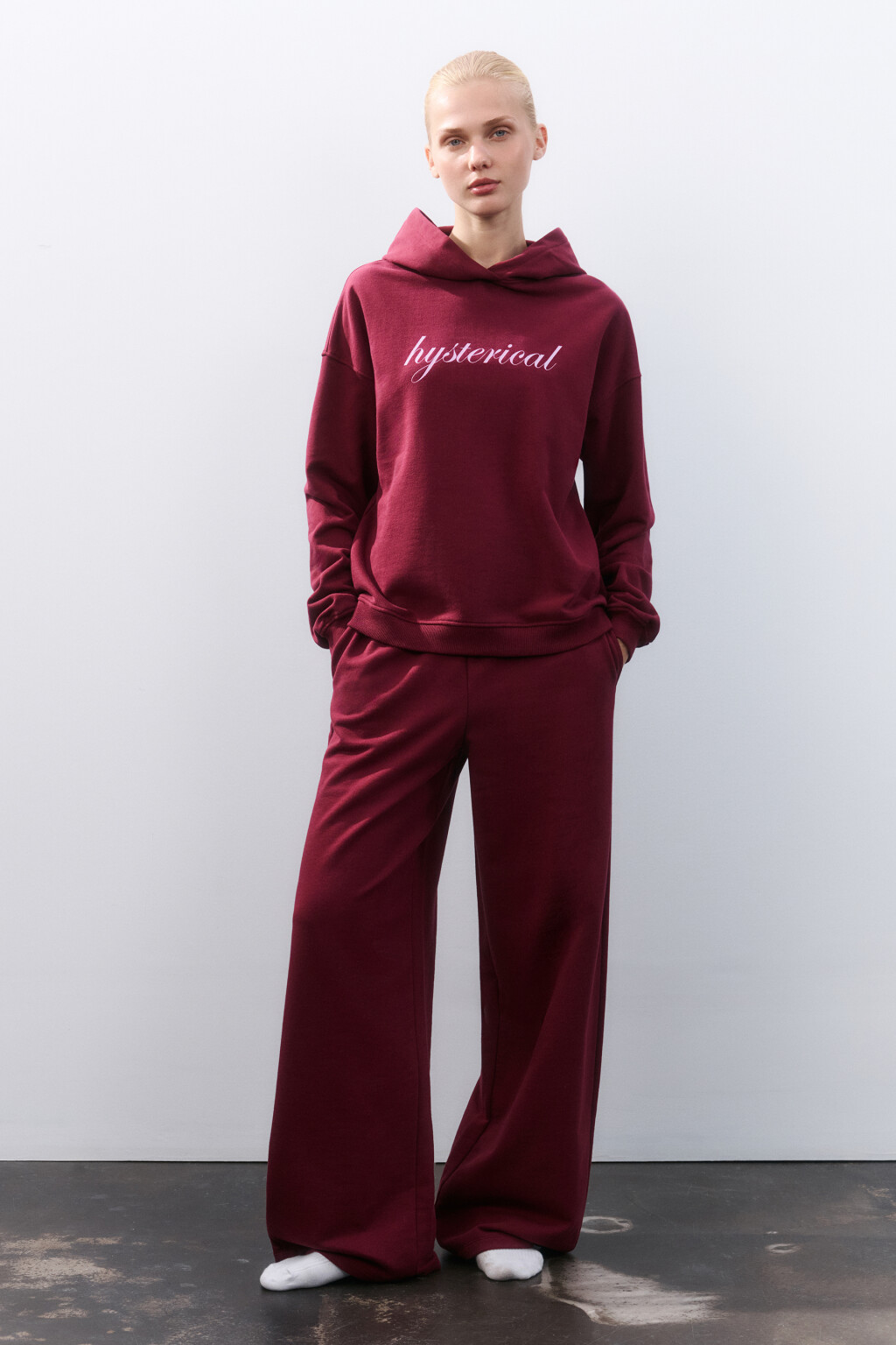 Брюки домашние из футера - цвет бордовый - 4