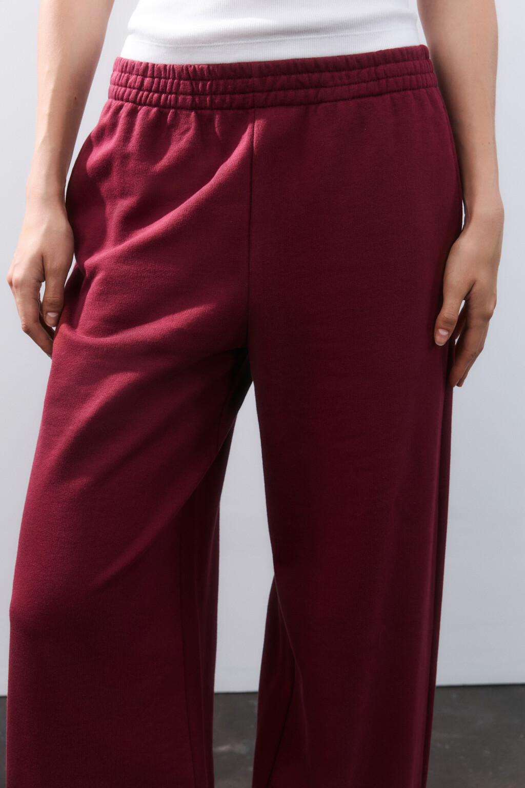 Брюки домашние из футера - цвет бордовый - 5