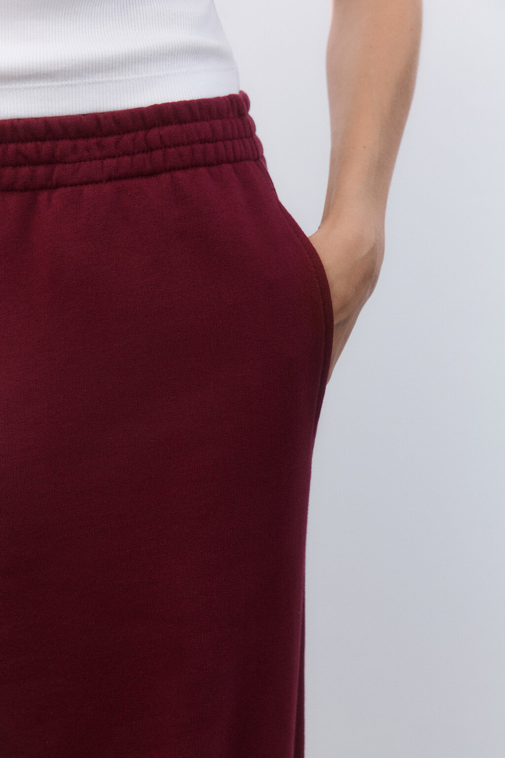 Брюки домашние из футера - цвет бордовый - 6