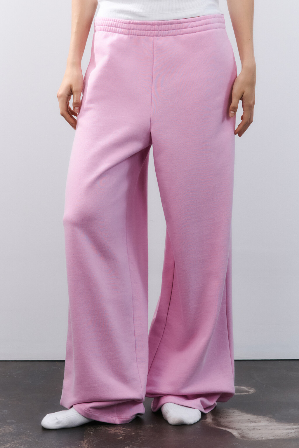 Брюки домашние из футера - цвет розовый - 2