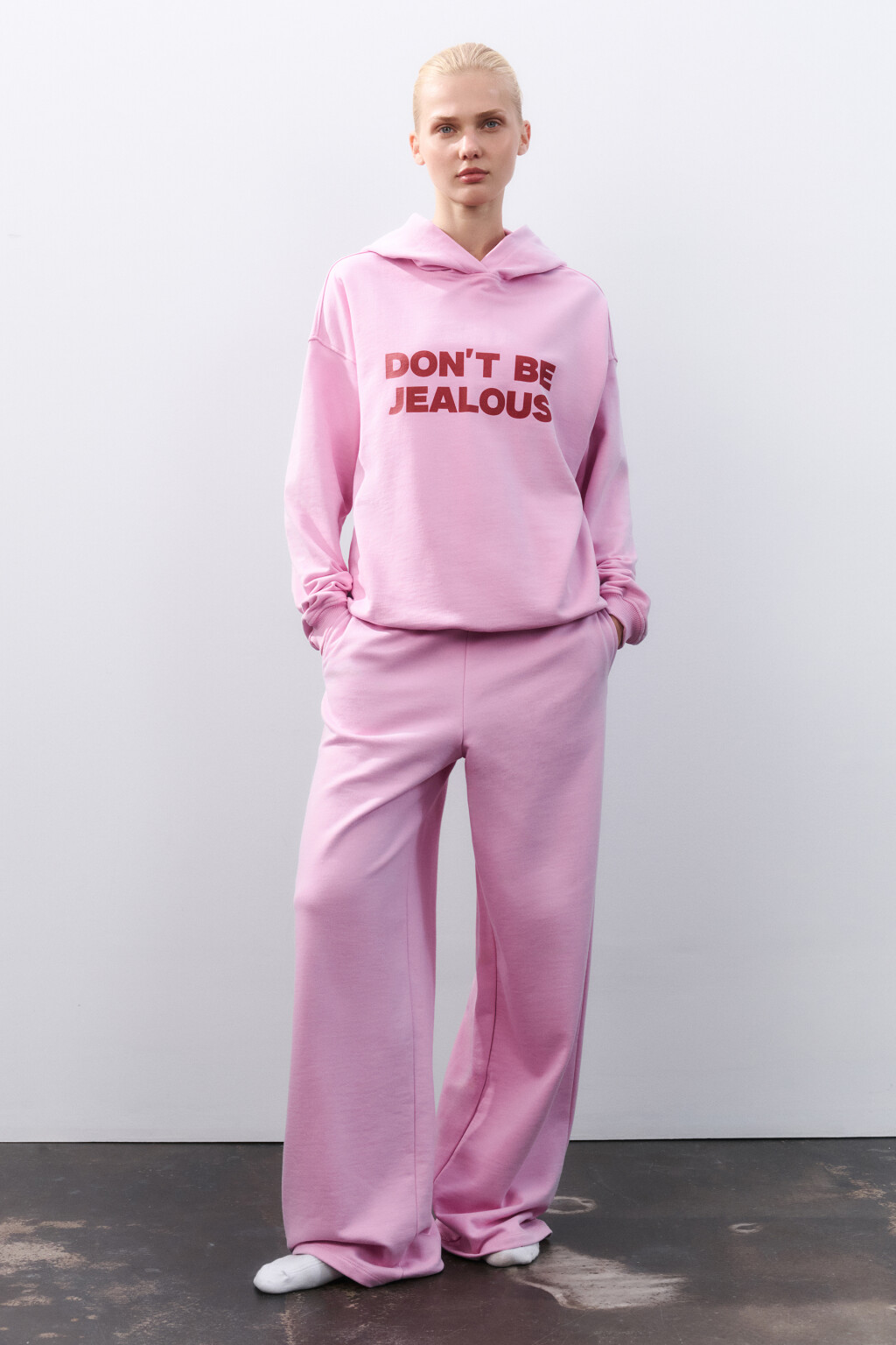 Брюки домашние из футера - цвет розовый - 4