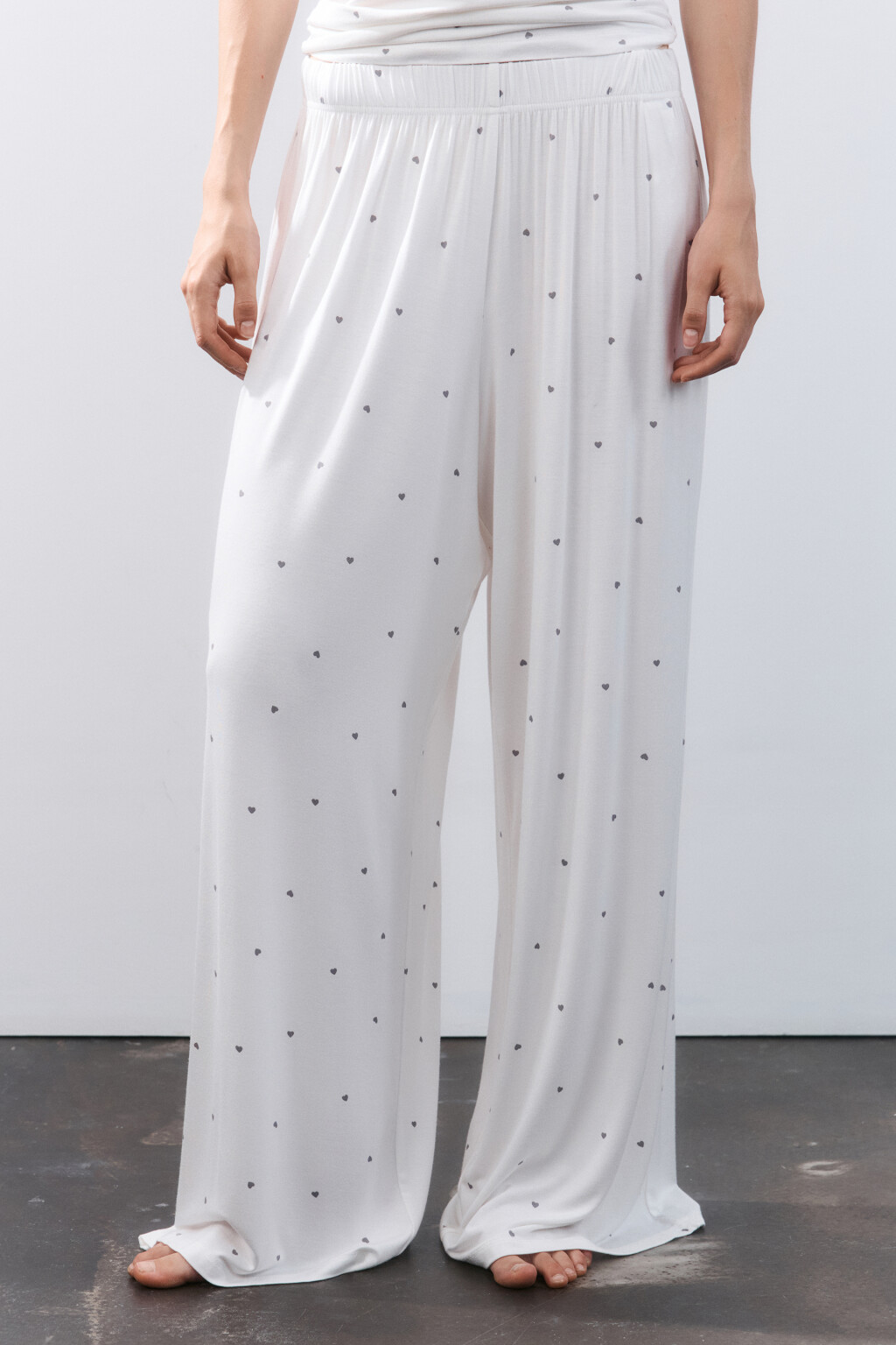 Брюки домашние широкие из вискозы - цвет серый - 2