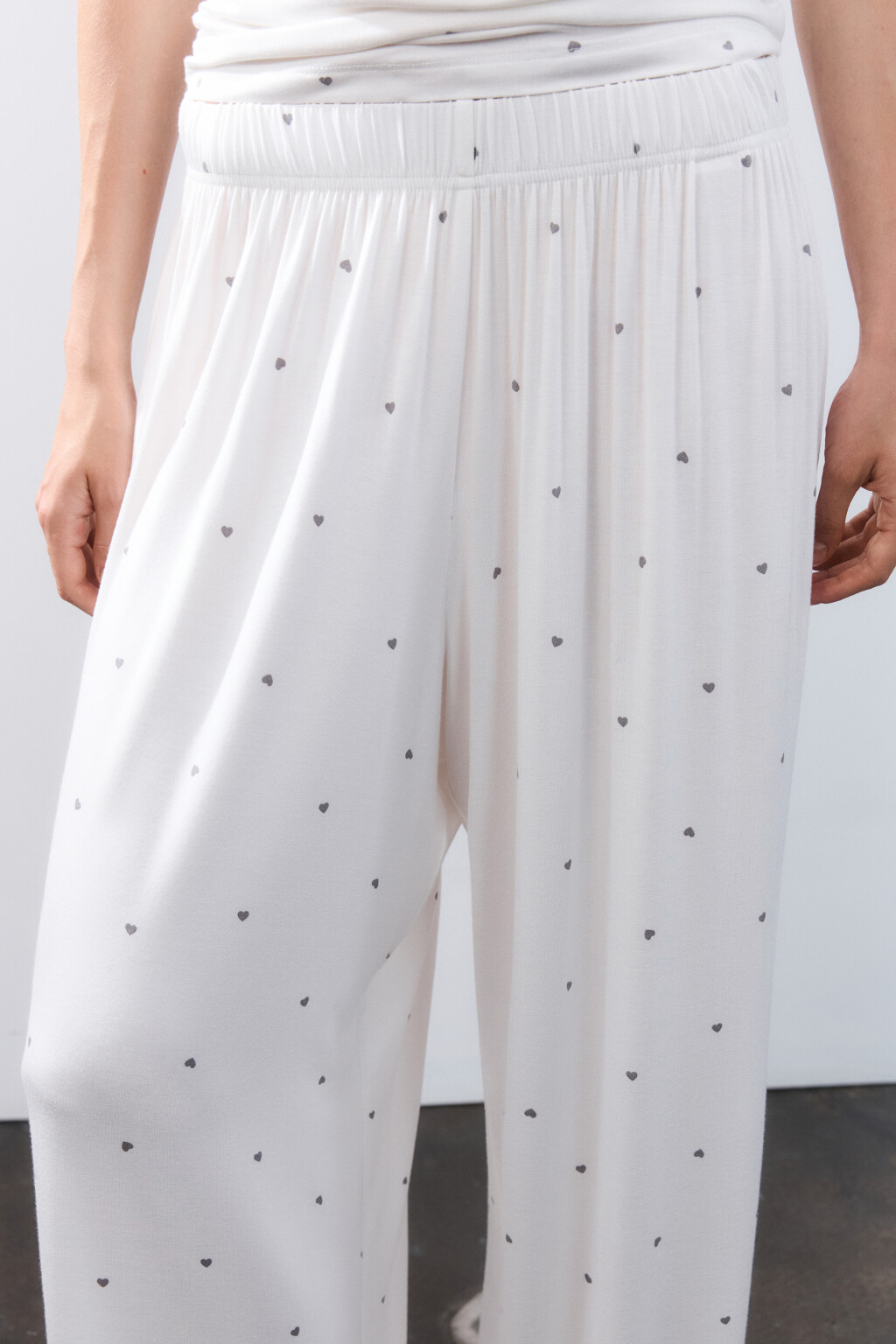 Брюки домашние широкие из вискозы - цвет серый - 5