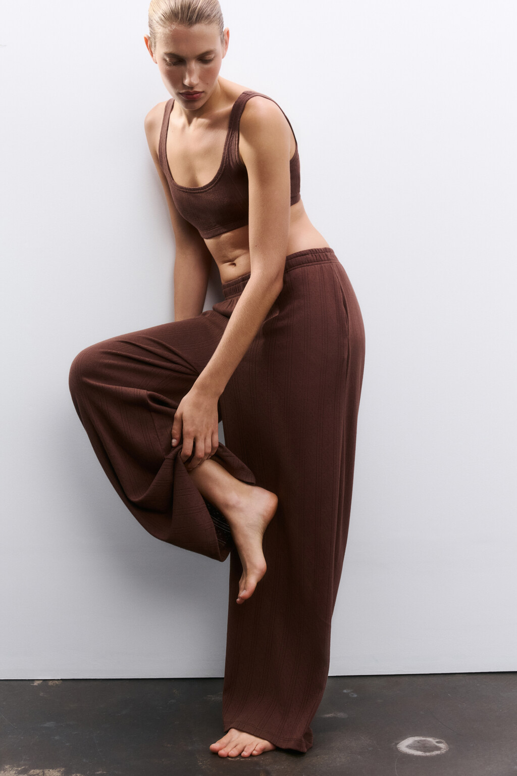 Брюки домашние из хлопка - цвет коричневый - 1