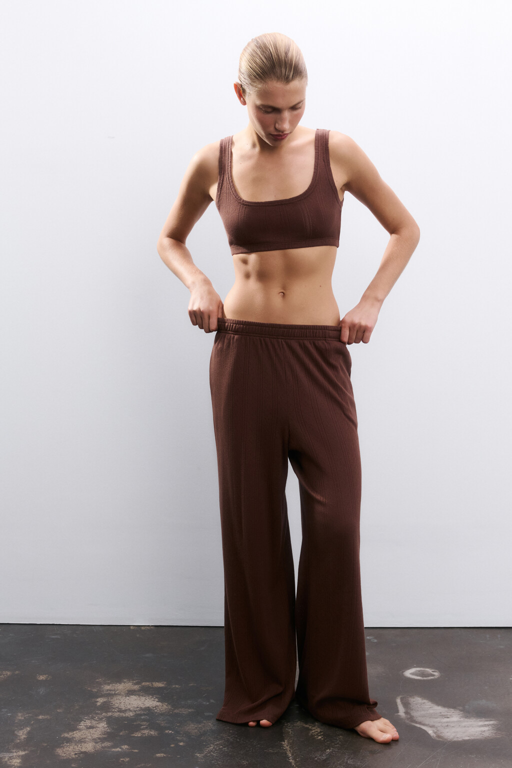 Брюки домашние из хлопка - цвет коричневый - 4